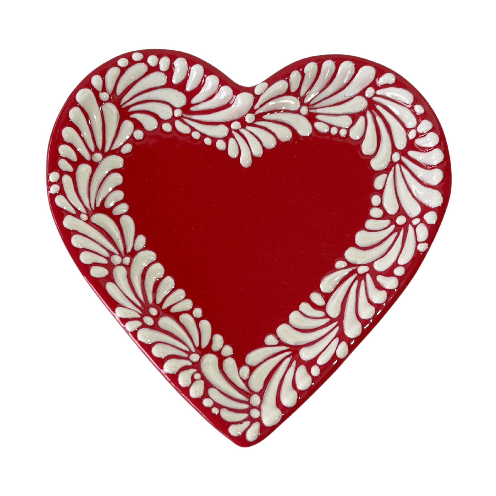 PLATO DE CORAZON 16 CM FONDO ROJO MIK CENEFA BLANCO