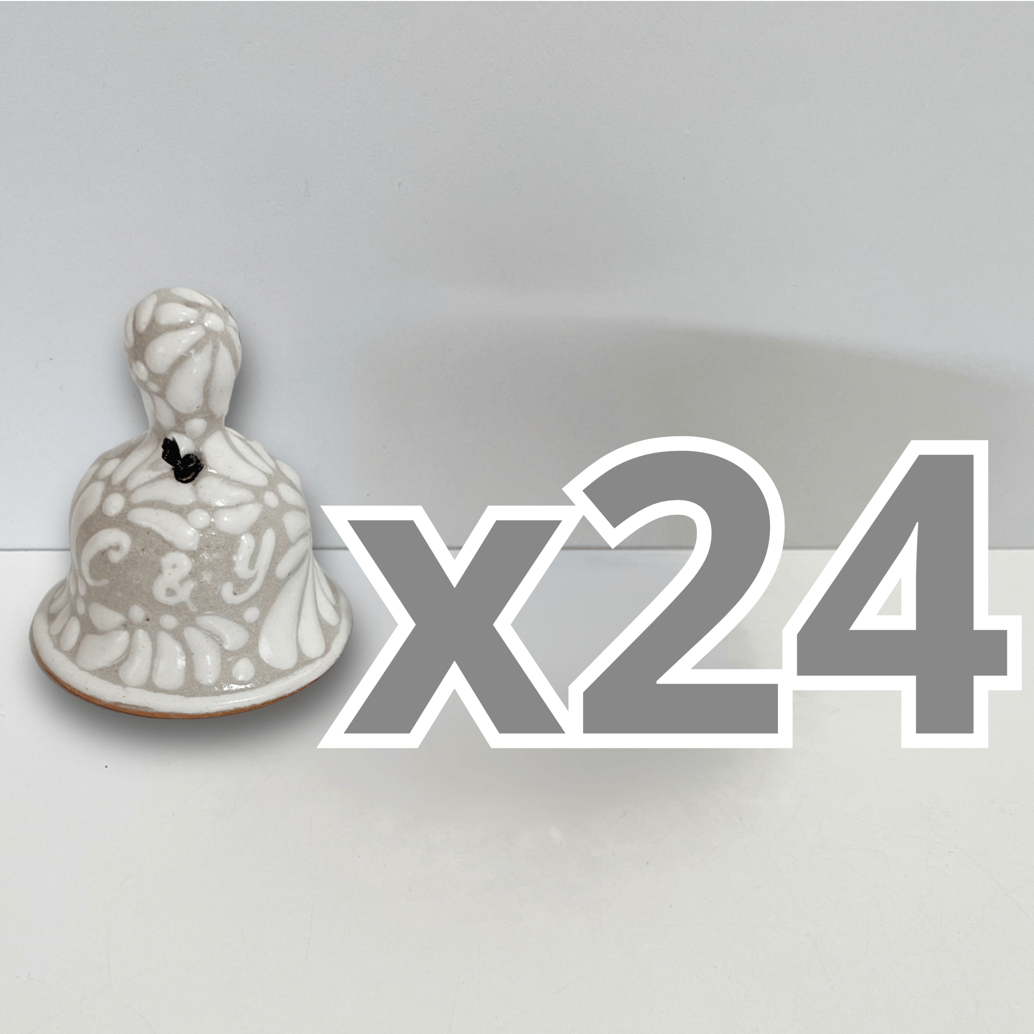 PAQUETE CAMPANA 5CM PERSONALIZADO FONDO TRADICIONAL MIK COMPLETO BLANCO INICIALES