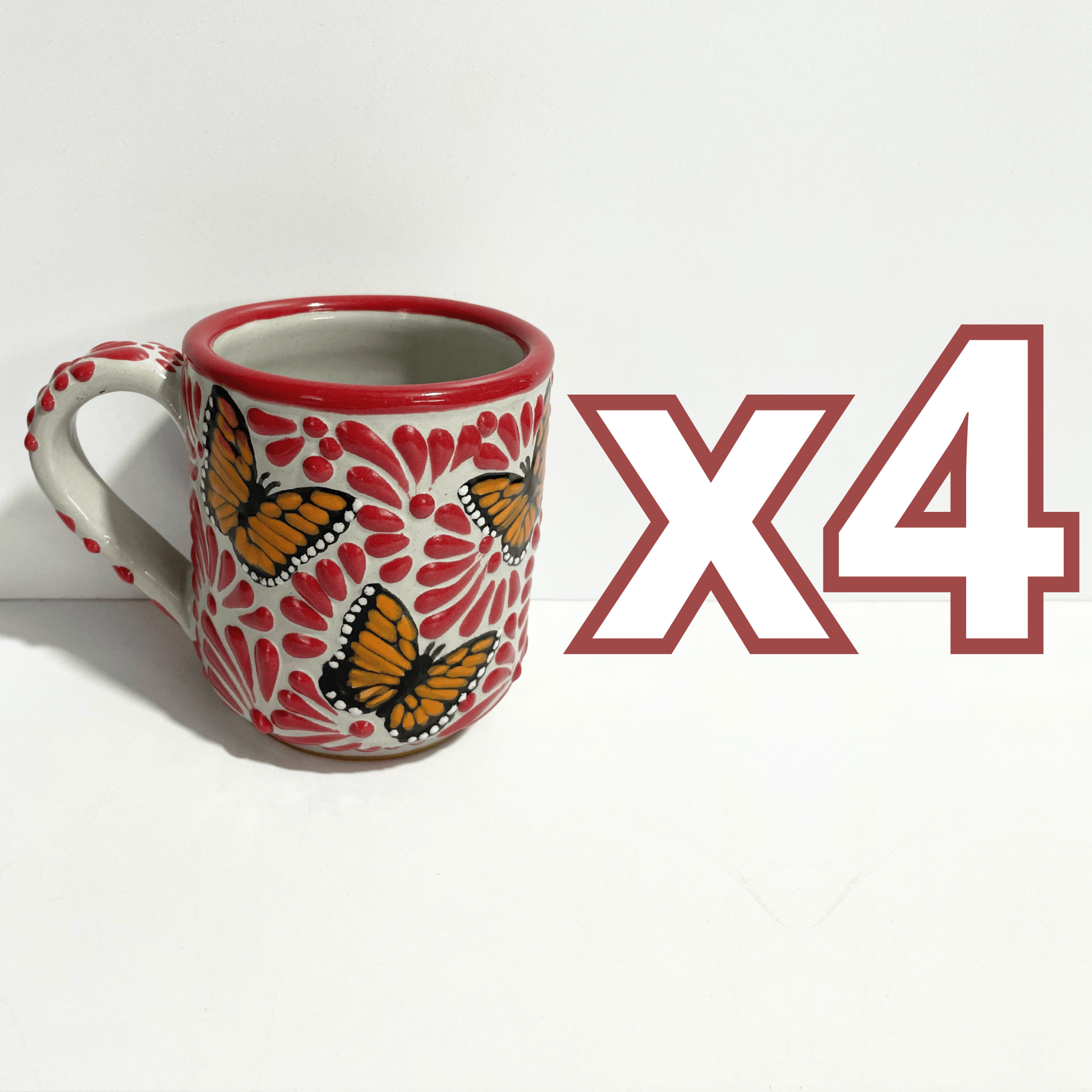 TAZA RECTA ESTANDAR FONDO TRADICIONAL MIK ROJO MARIPOSAS