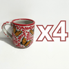 TAZA RECTA ESTANDAR FONDO TRADICIONAL MIK ROJO MARIPOSAS