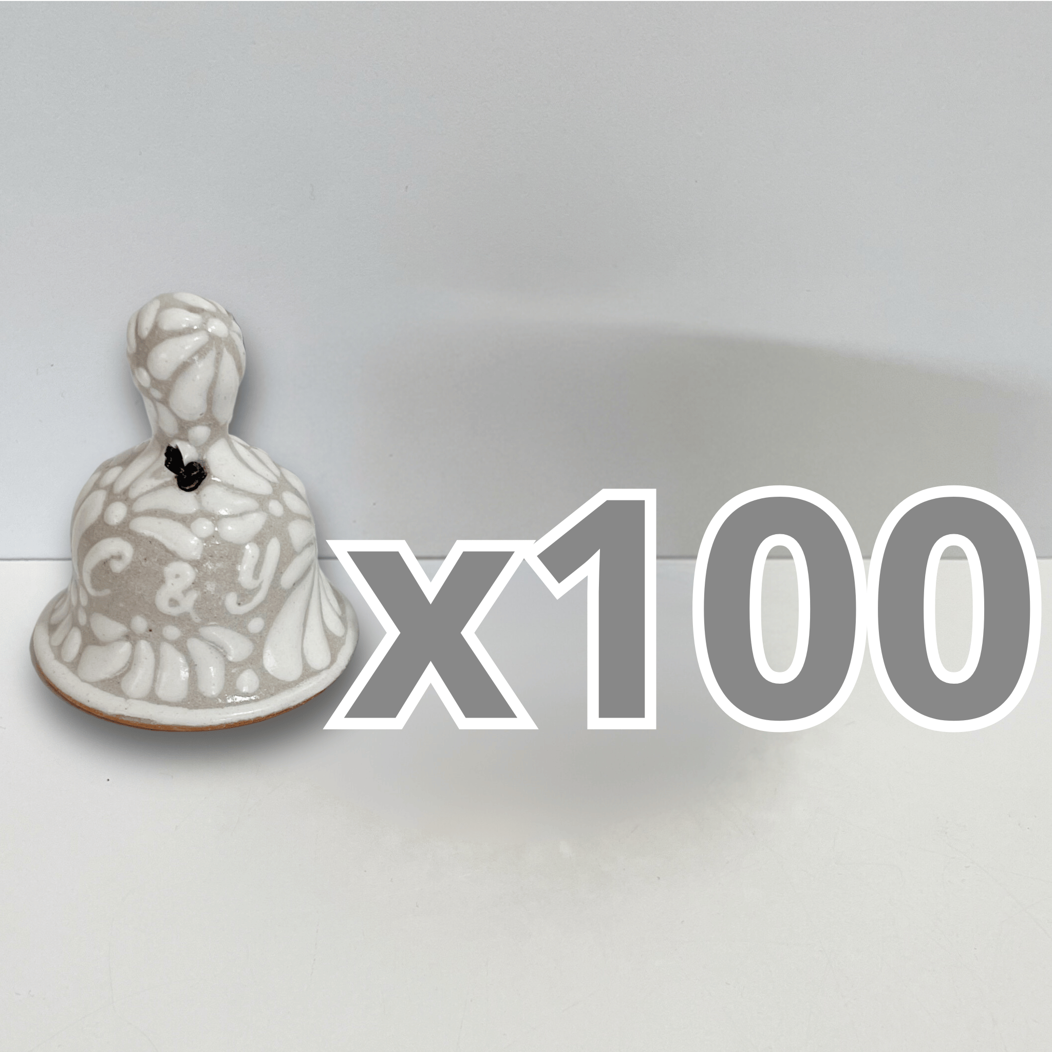 PAQUETE CAMPANA 5CM PERSONALIZADO FONDO TRADICIONAL MIK COMPLETO BLANCO INICIALES