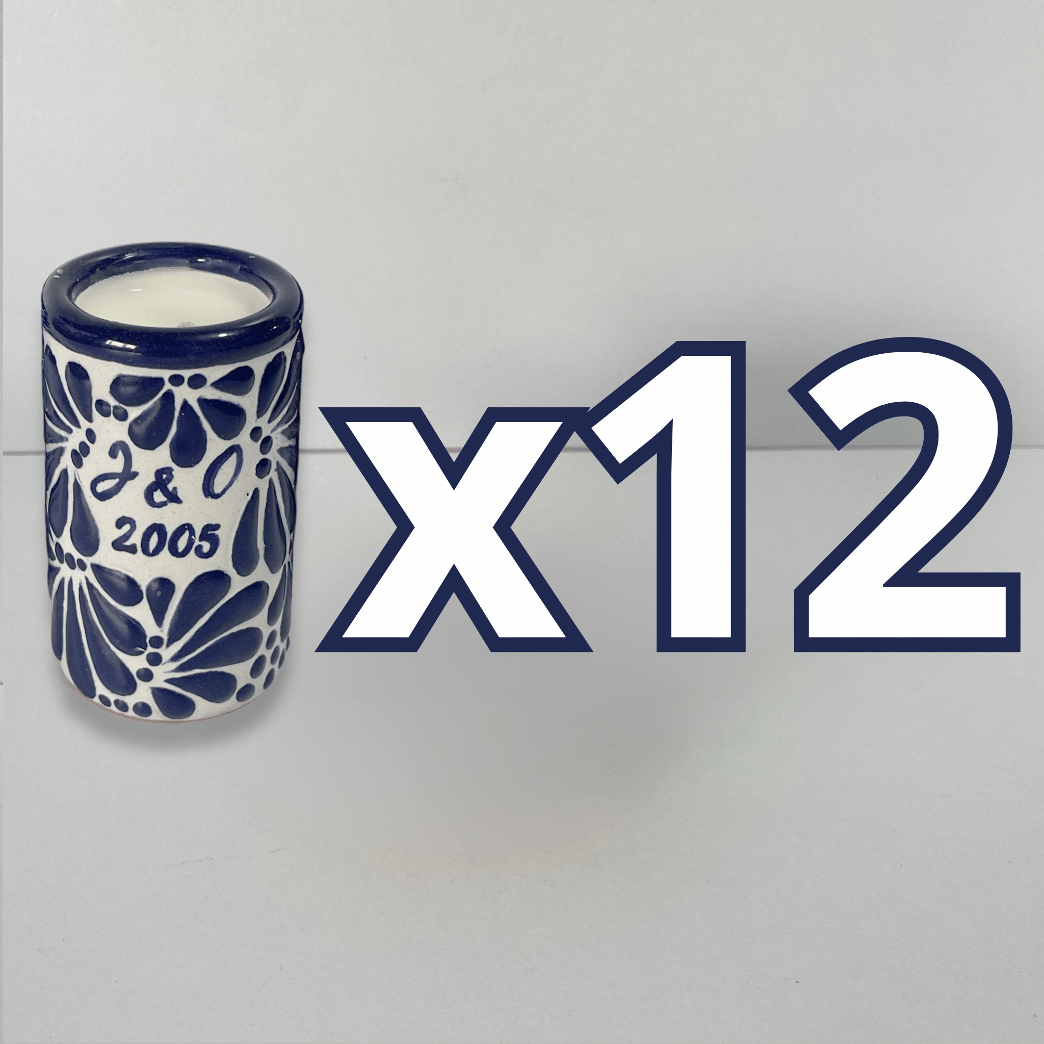 TEQUIVELA PERSONALIZADA FONDO TRADICIONAL MIK AZUL COBALTO INICIALES Y AÑO