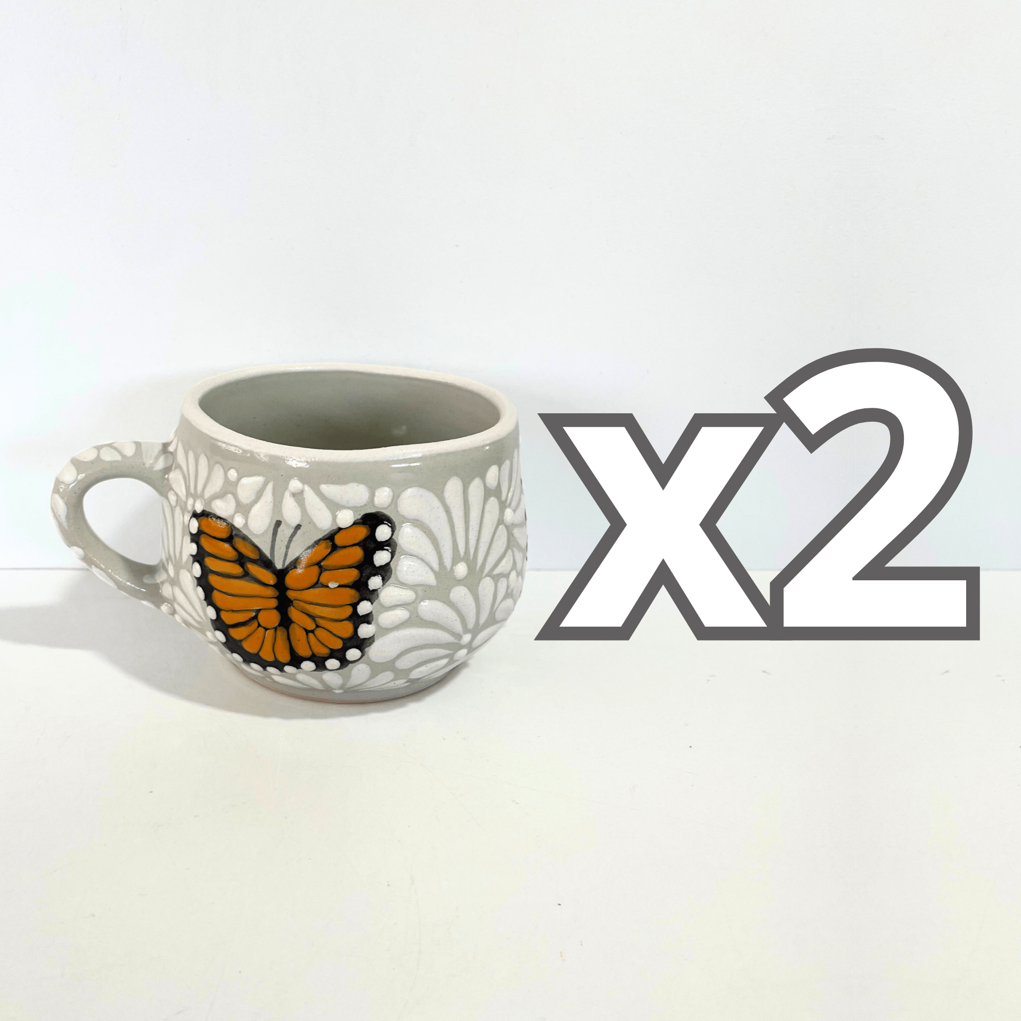 TAZA CHOCOLATERA MEDIANA FONDO TRADICIONAL MIK BLANCO MARIPOSAS