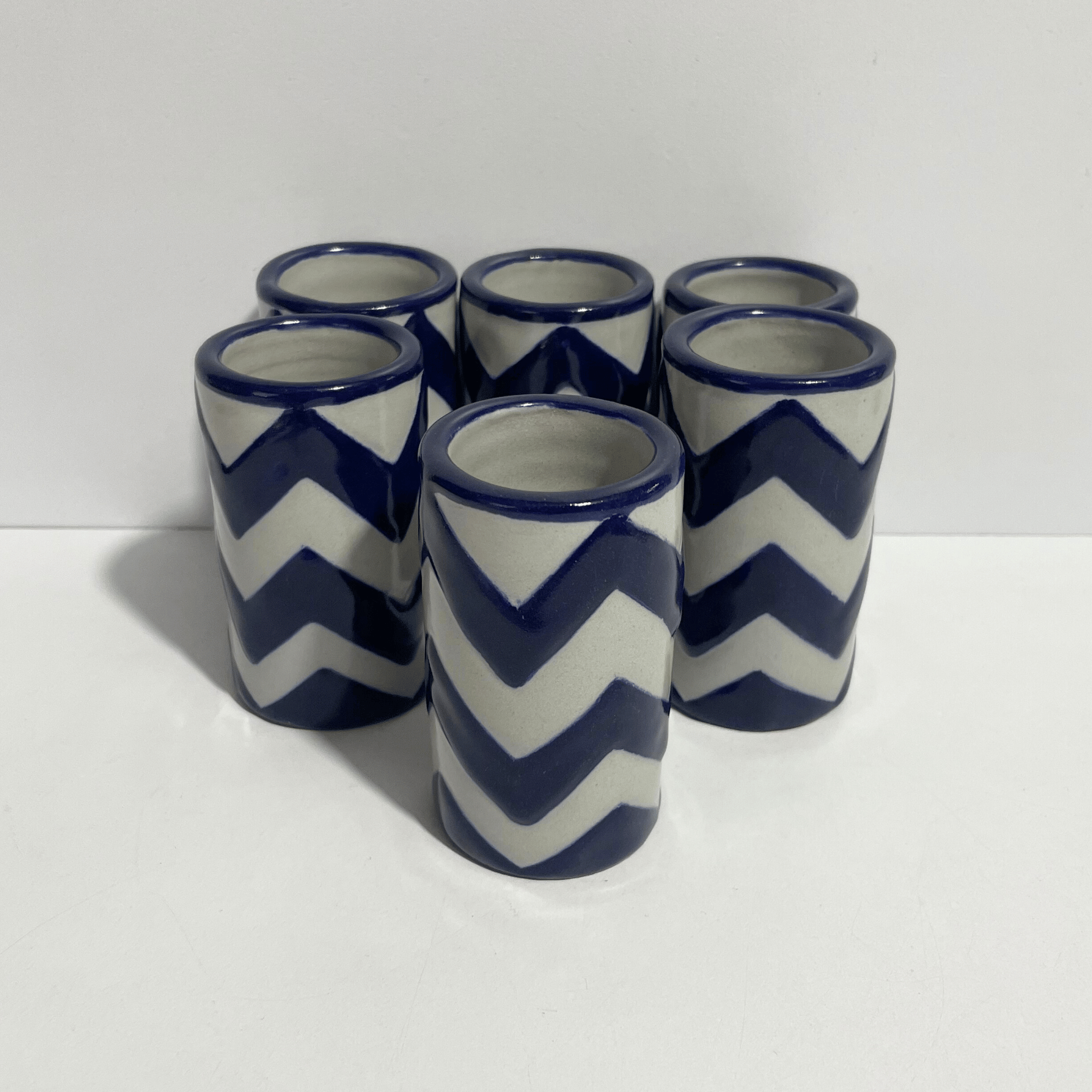 TEQUILERO NO PERSONALIZADO FONDO TRADICIONAL DECORADO ZIG ZAG AZUL COBALTO