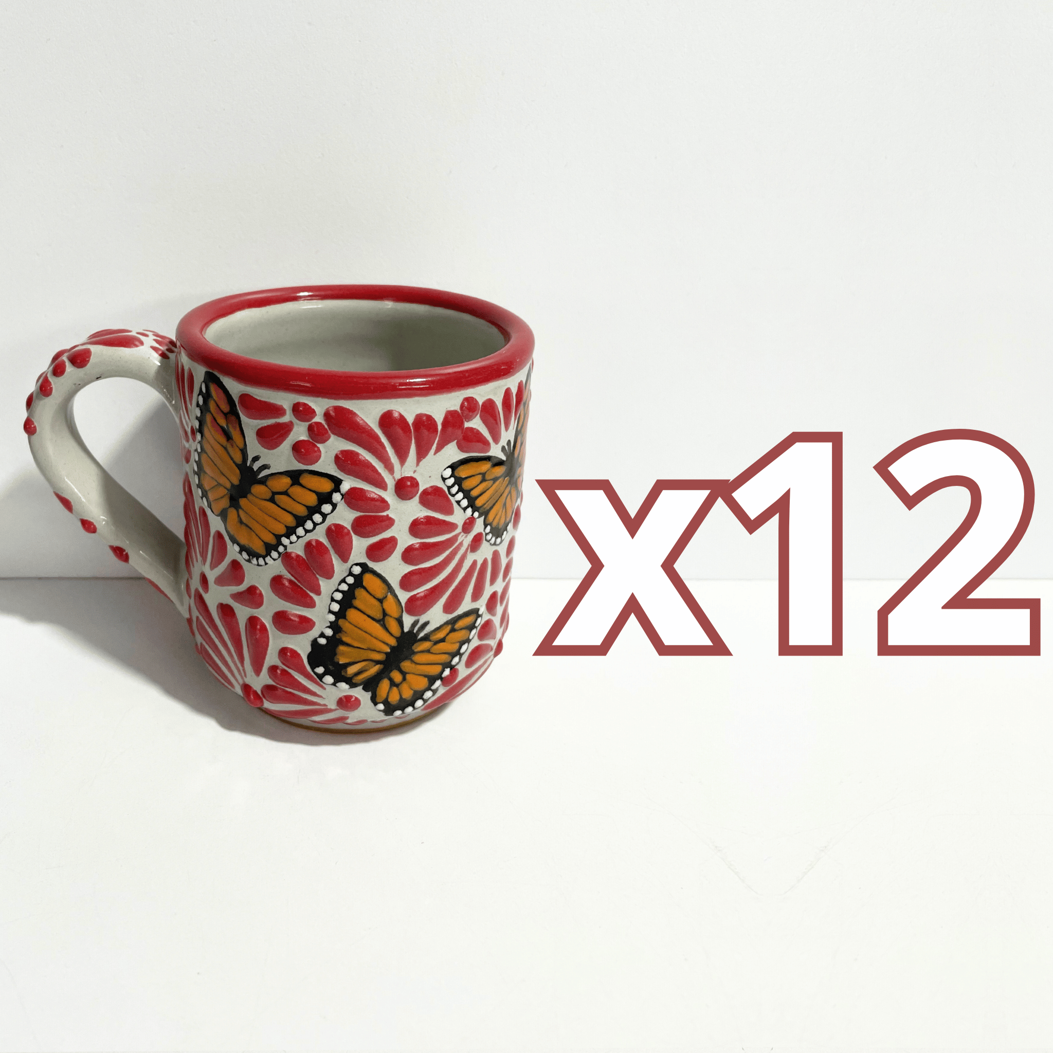 TAZA RECTA ESTANDAR FONDO TRADICIONAL MIK ROJO MARIPOSAS
