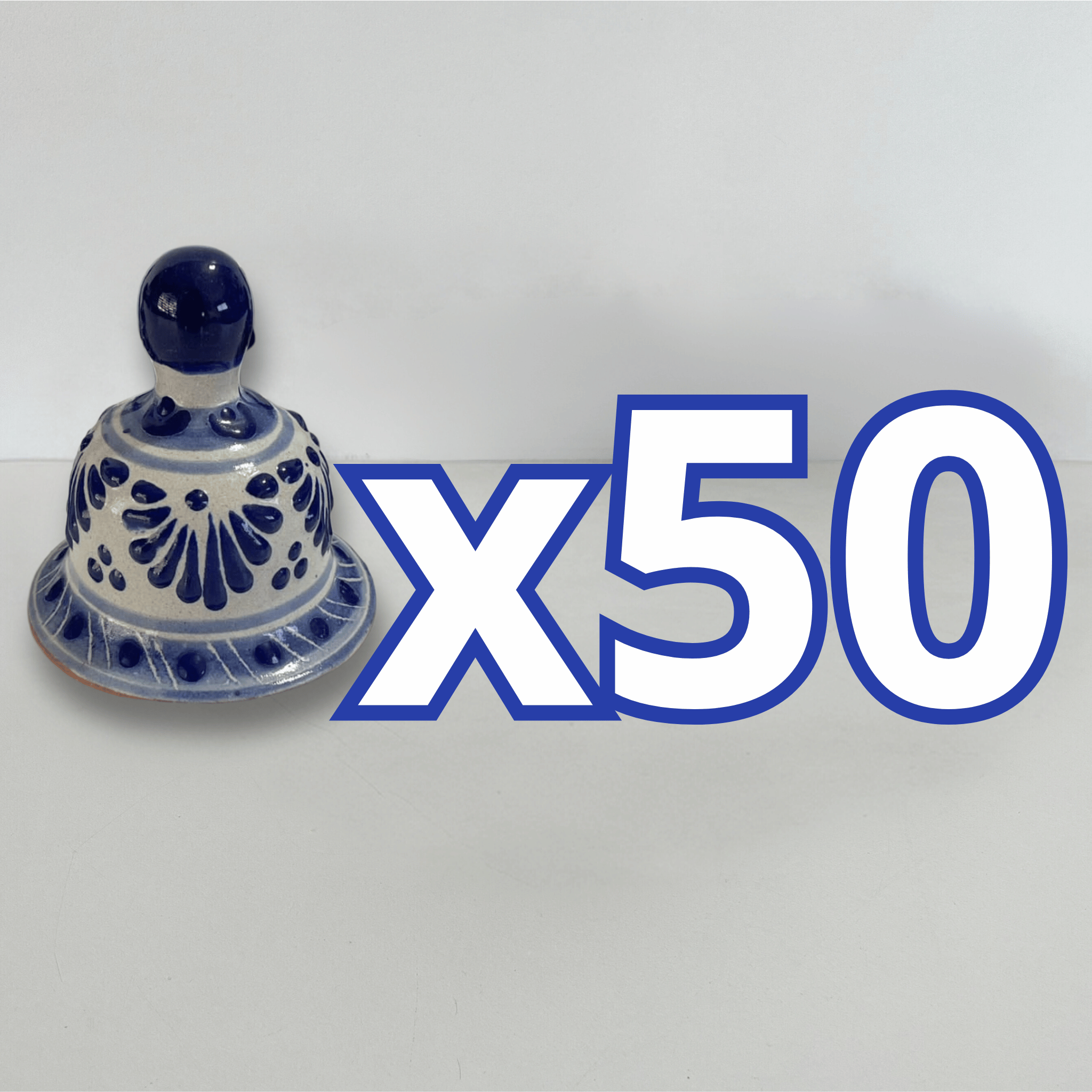 PAQUETE CAMPANA 5CM NO PERSONALIZADO FONDO BLANCO CENEFA AZUL COBALTO