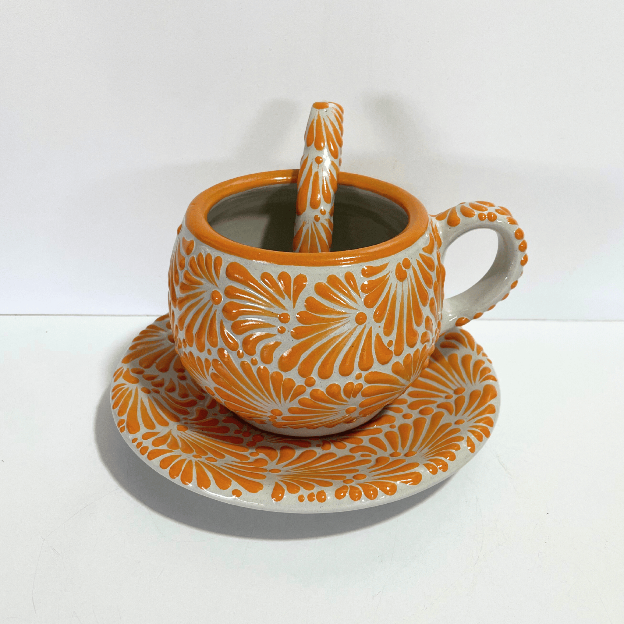 SET 3 PIEZAS CHOCOLATERA GRANDE FONDO TRADICIONAL MIK NARANJA
