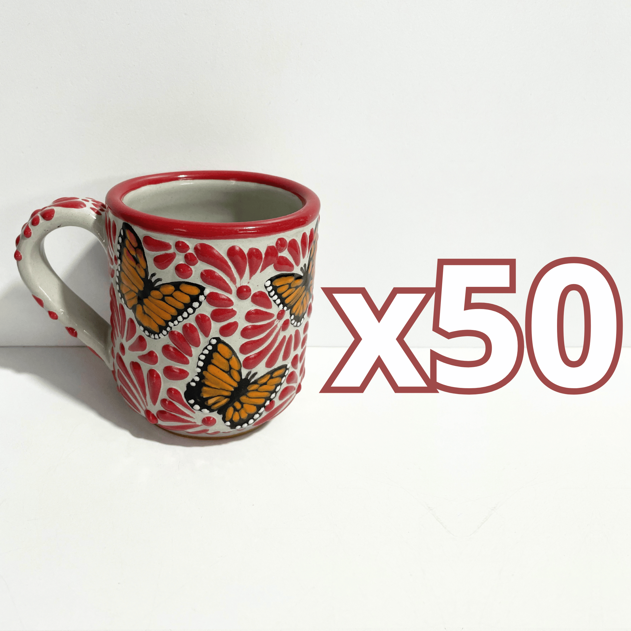 TAZA RECTA ESTANDAR FONDO TRADICIONAL MIK ROJO MARIPOSAS
