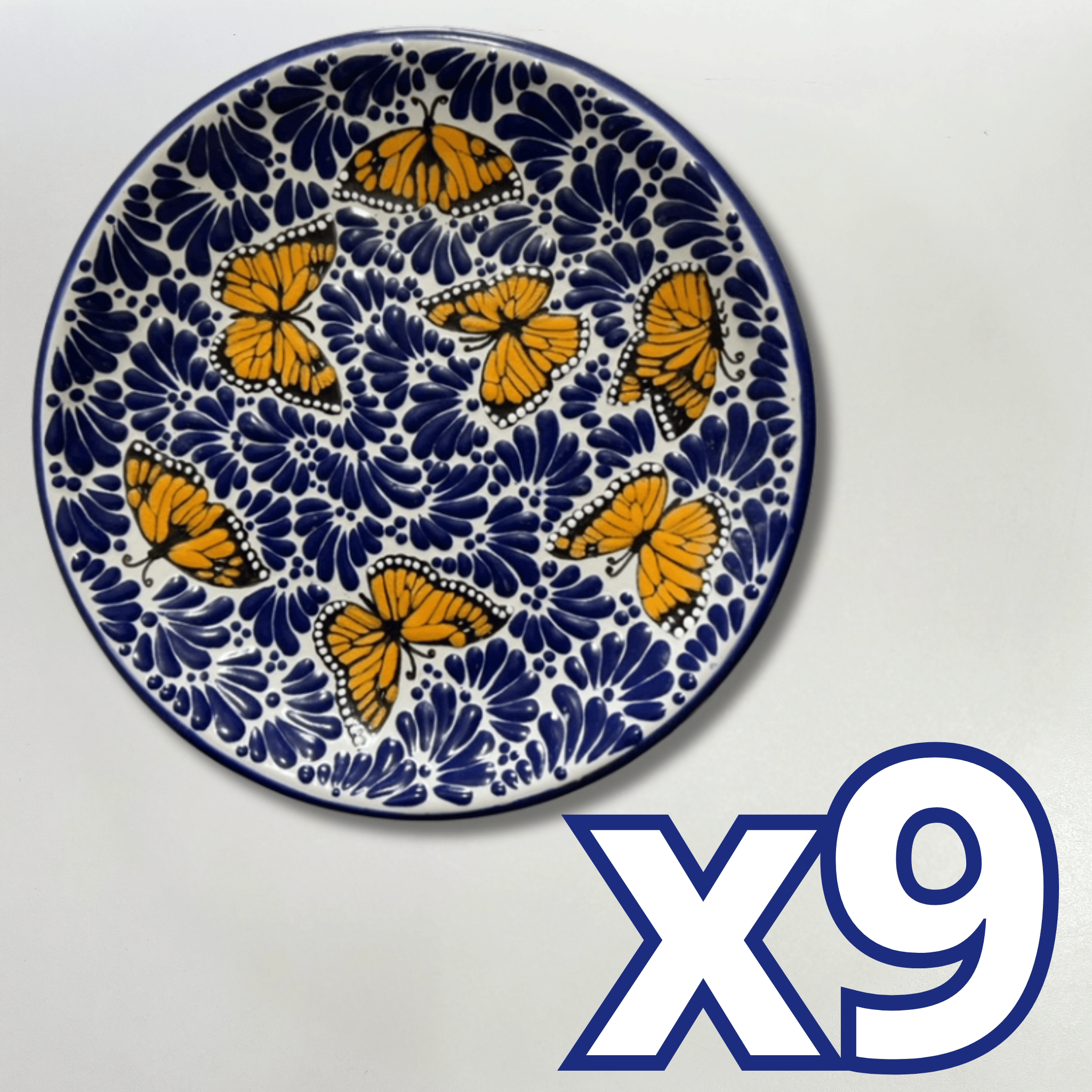 PLATO PLANO FONDO TRADICIONAL MIK AZUL COBALTO MARIPOSAS