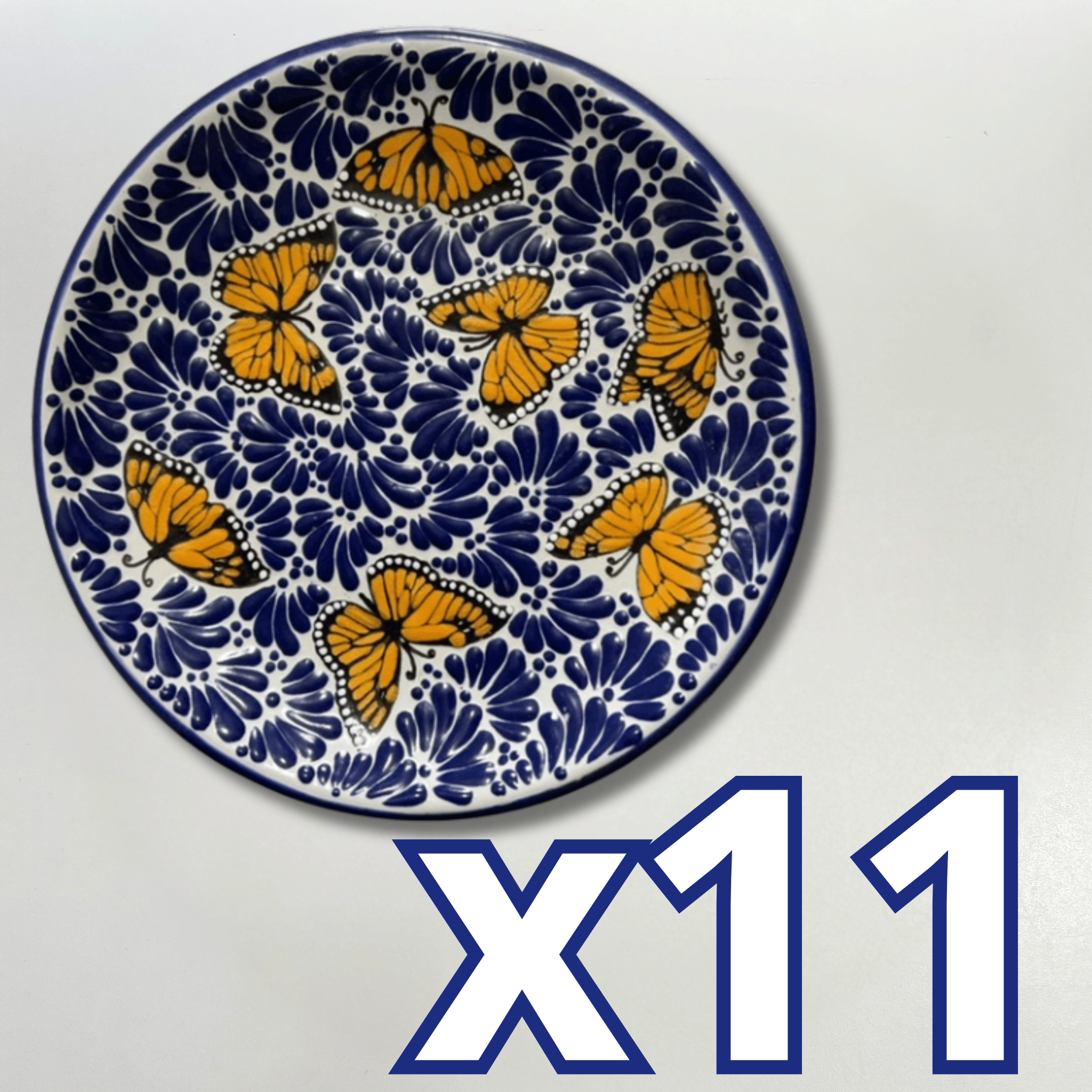 PLATO PLANO FONDO TRADICIONAL MIK AZUL COBALTO MARIPOSAS