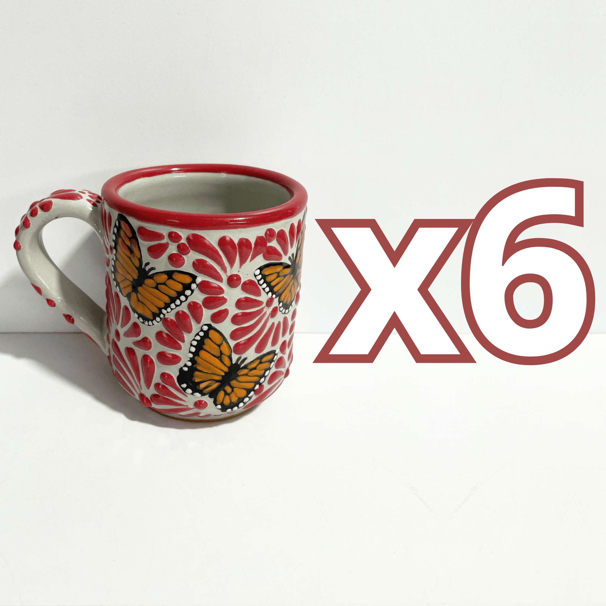 TAZA RECTA ESTANDAR FONDO TRADICIONAL MIK ROJO MARIPOSAS