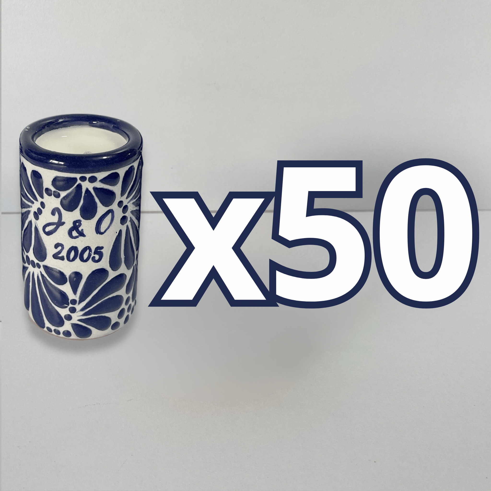 TEQUIVELA PERSONALIZADA FONDO TRADICIONAL MIK AZUL COBALTO INICIALES Y AÑO