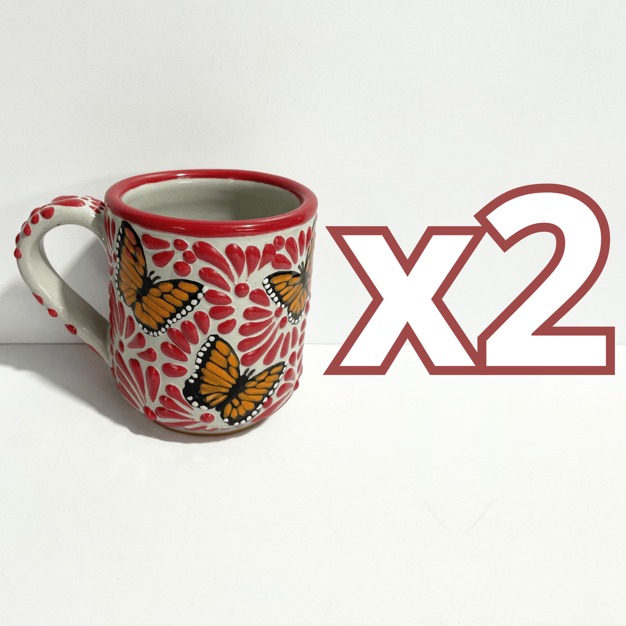 TAZA RECTA ESTANDAR FONDO TRADICIONAL MIK ROJO MARIPOSAS