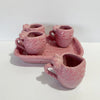 SET DE 4 TEQUILEROS BARRIL EN FORMA DE CORAZON CON ASA FONDO ROSA MIK ROSA