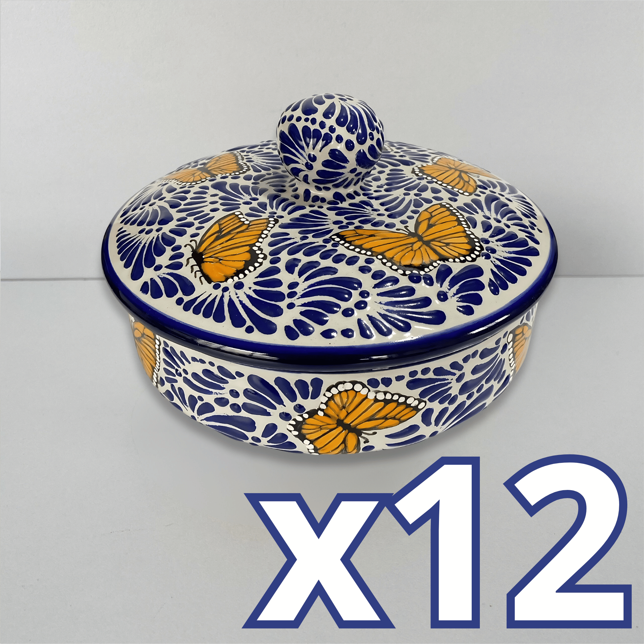 TORTILLERO FONDO TRADICIONAL MIK AZUL COBALTO MARIPOSAS