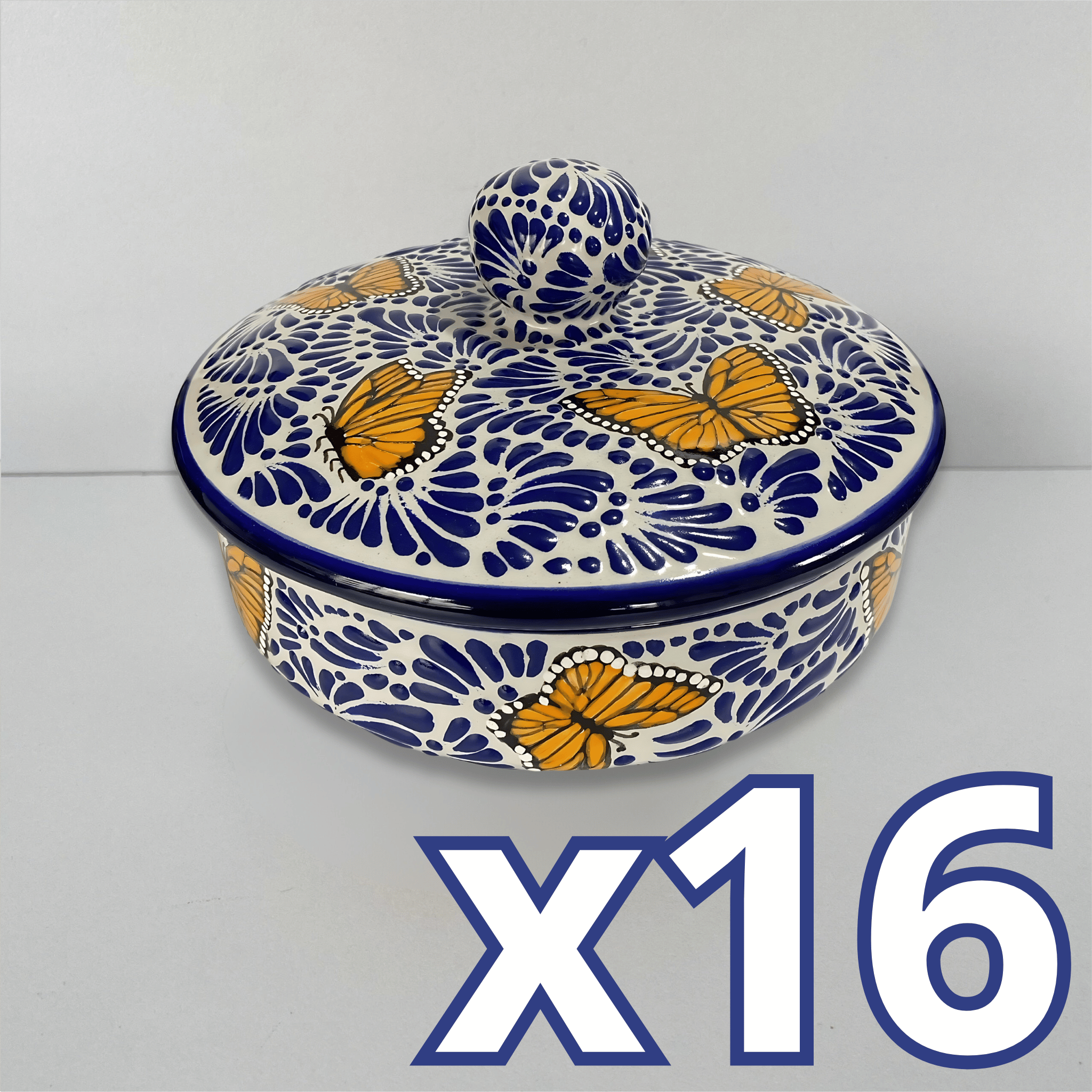 TORTILLERO FONDO TRADICIONAL MIK AZUL COBALTO MARIPOSAS
