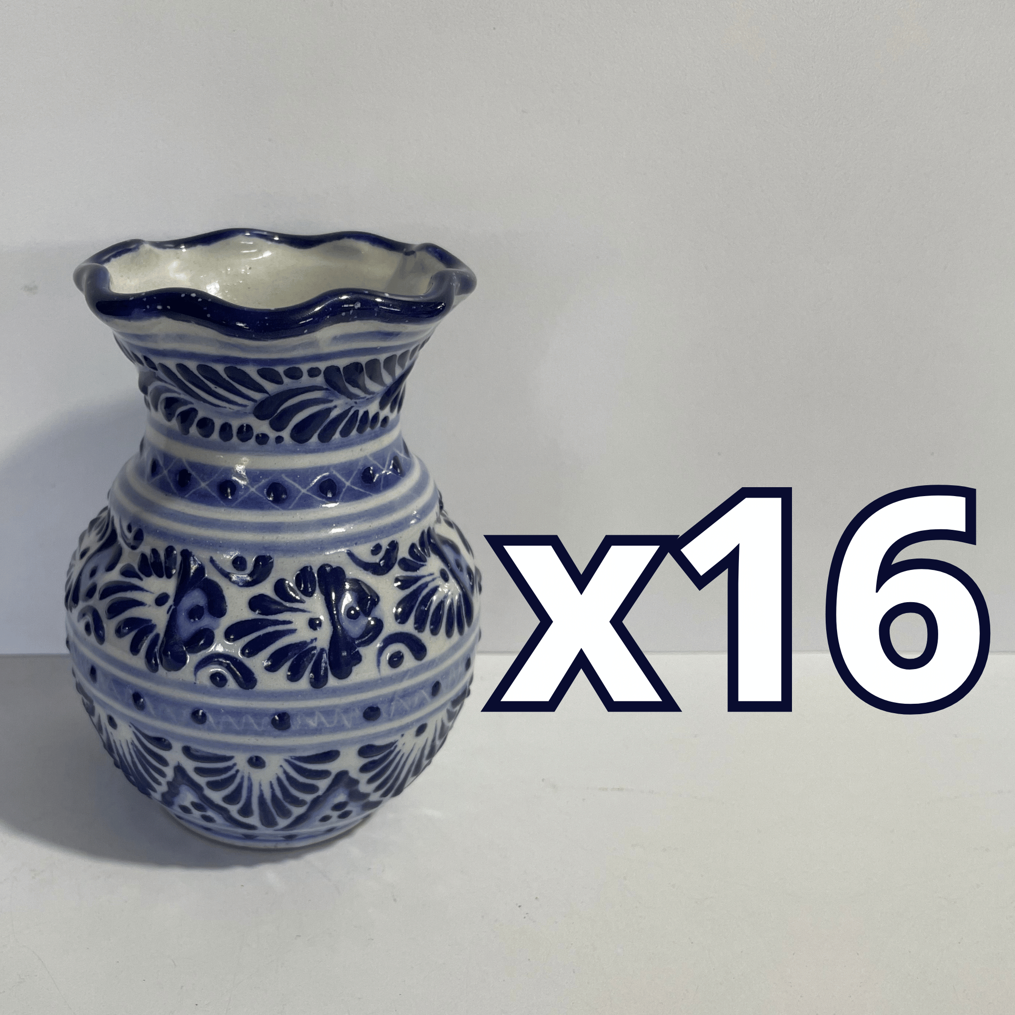 FLORERO ONDAS 15 CM FONDO TRADICIONAL CENEFA AZUL COBALTO