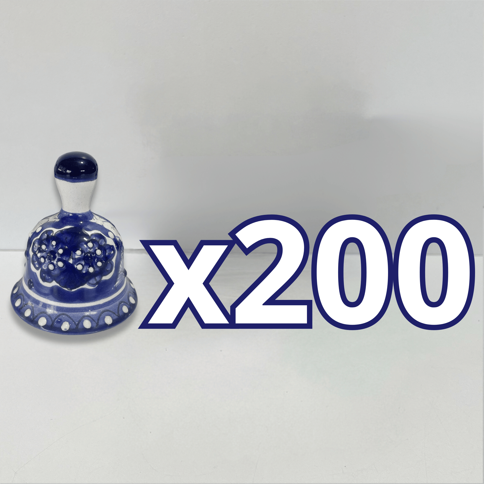 PAQUETE CAMPANA 8.5 CM NO PERSONALIZADO FLORES AZUL COBALTO