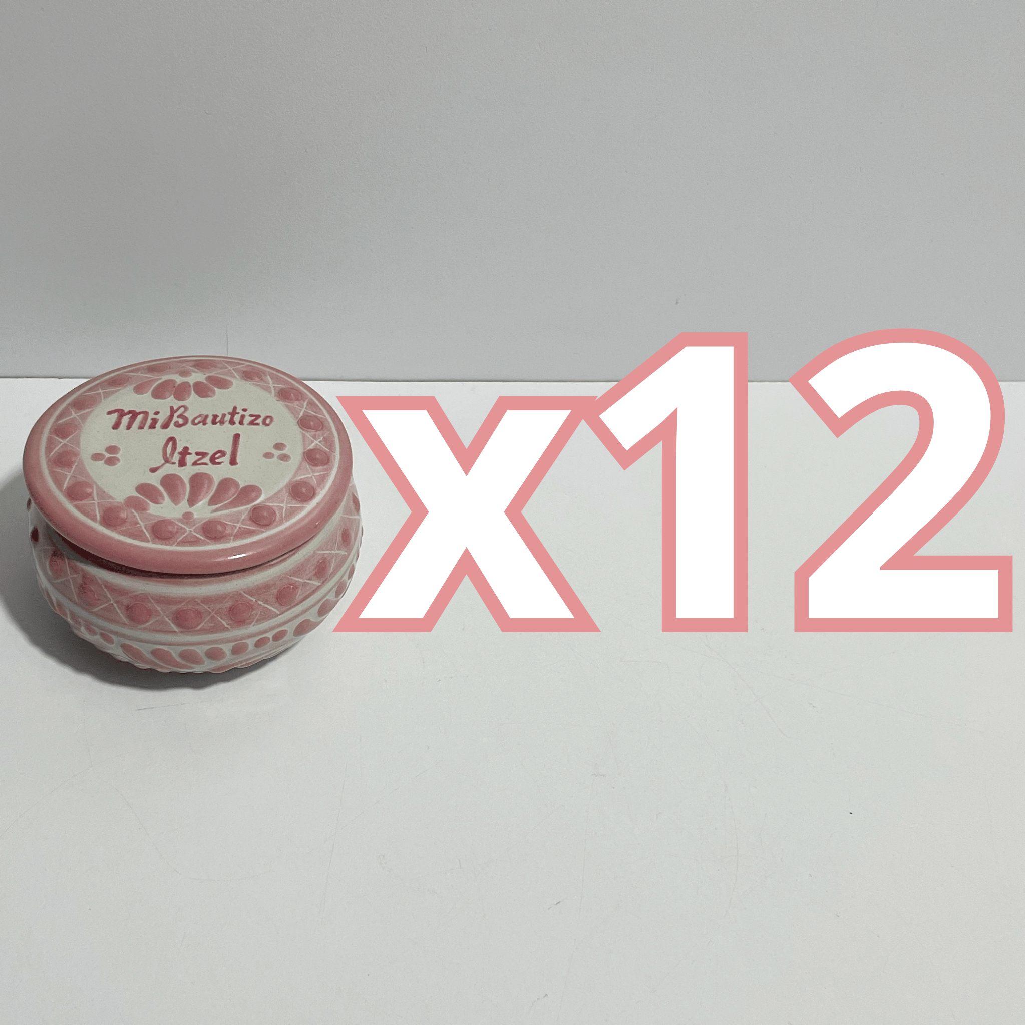 PAQUETE ALHAJERO TAPA PLANA PERSONALIZADO FONDO TRADICIONAL CENEFA ROSA MI BAUTIZO NOMBRE