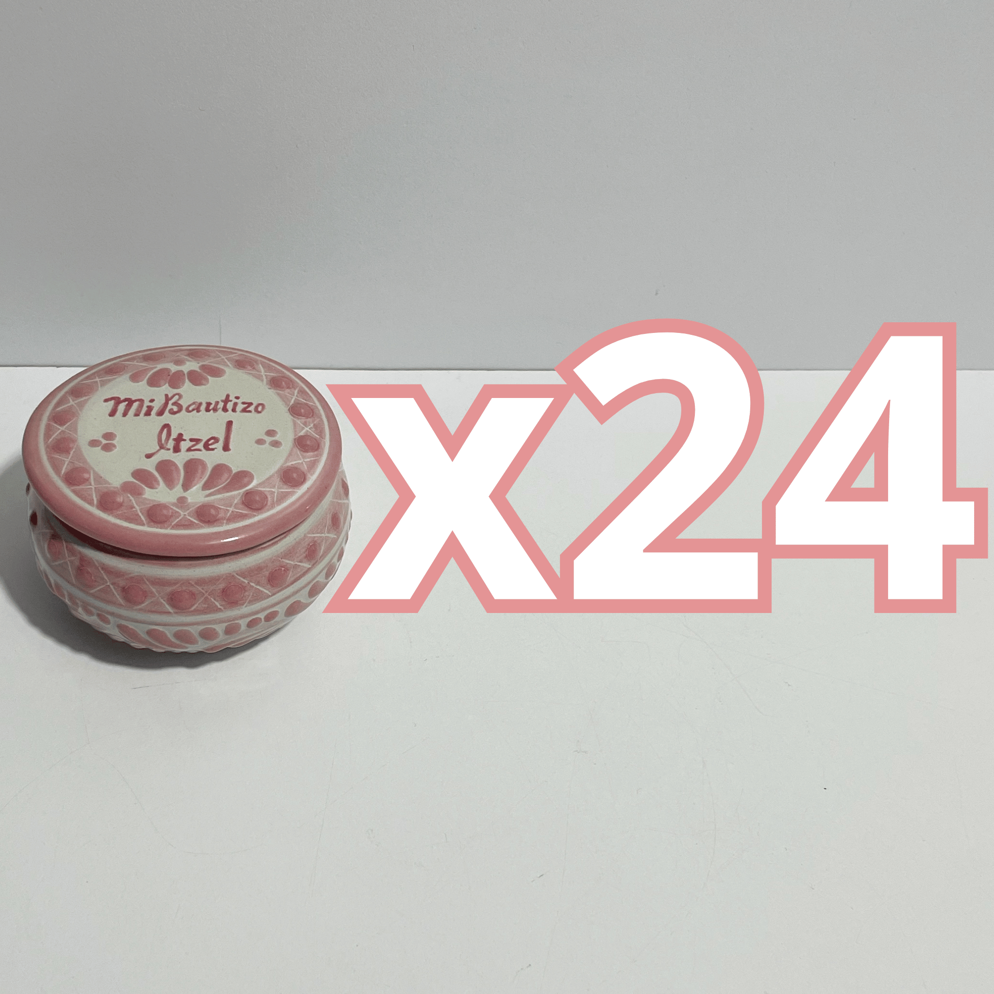 PAQUETE ALHAJERO TAPA PLANA PERSONALIZADO FONDO TRADICIONAL CENEFA ROSA MI BAUTIZO NOMBRE