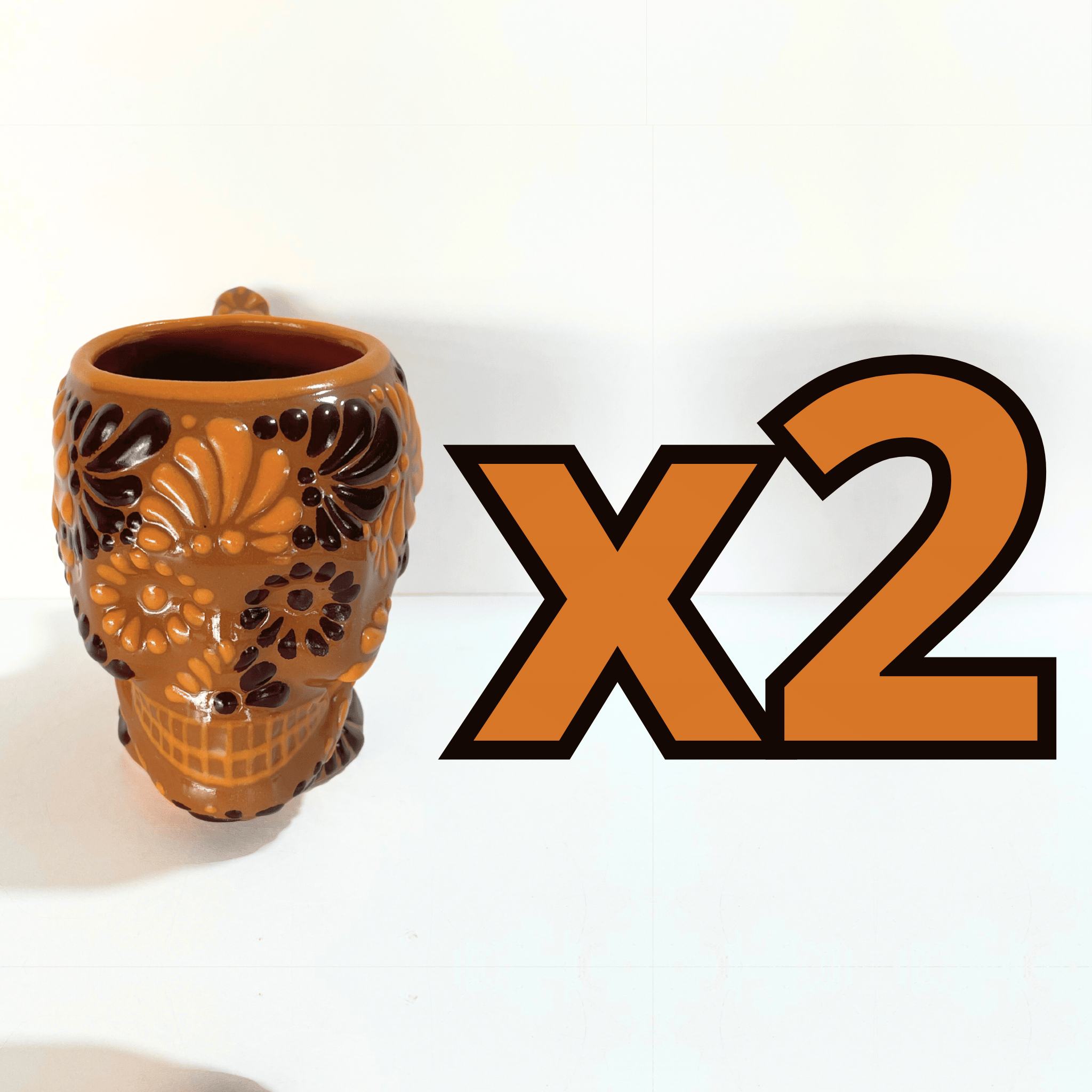 TAZA FORMA DE CRANEO FONDO CAFE MIK COMBINACION CAFE CHOCOLATE Y NARANJA