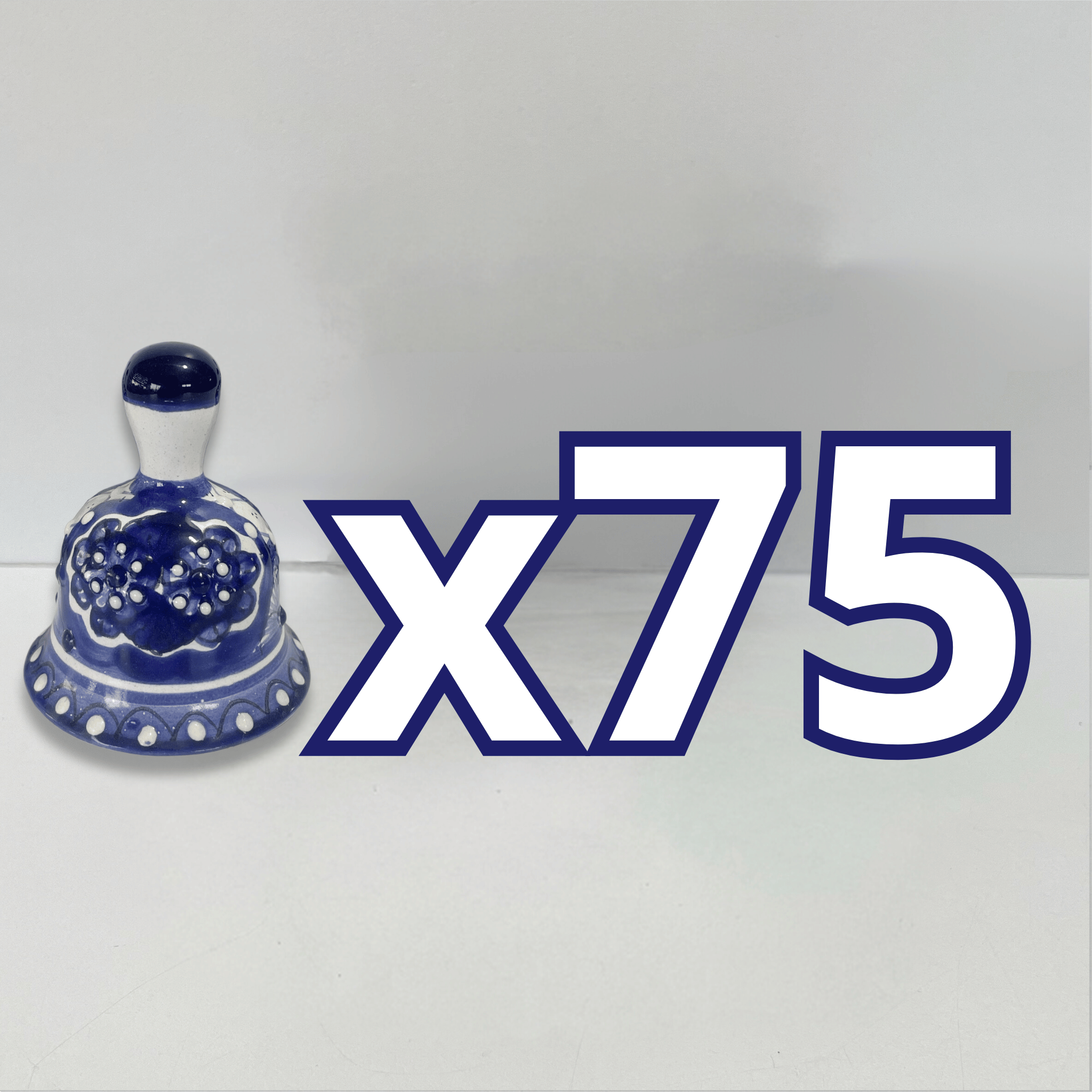 PAQUETE CAMPANA 8.5 CM NO PERSONALIZADO FLORES AZUL COBALTO