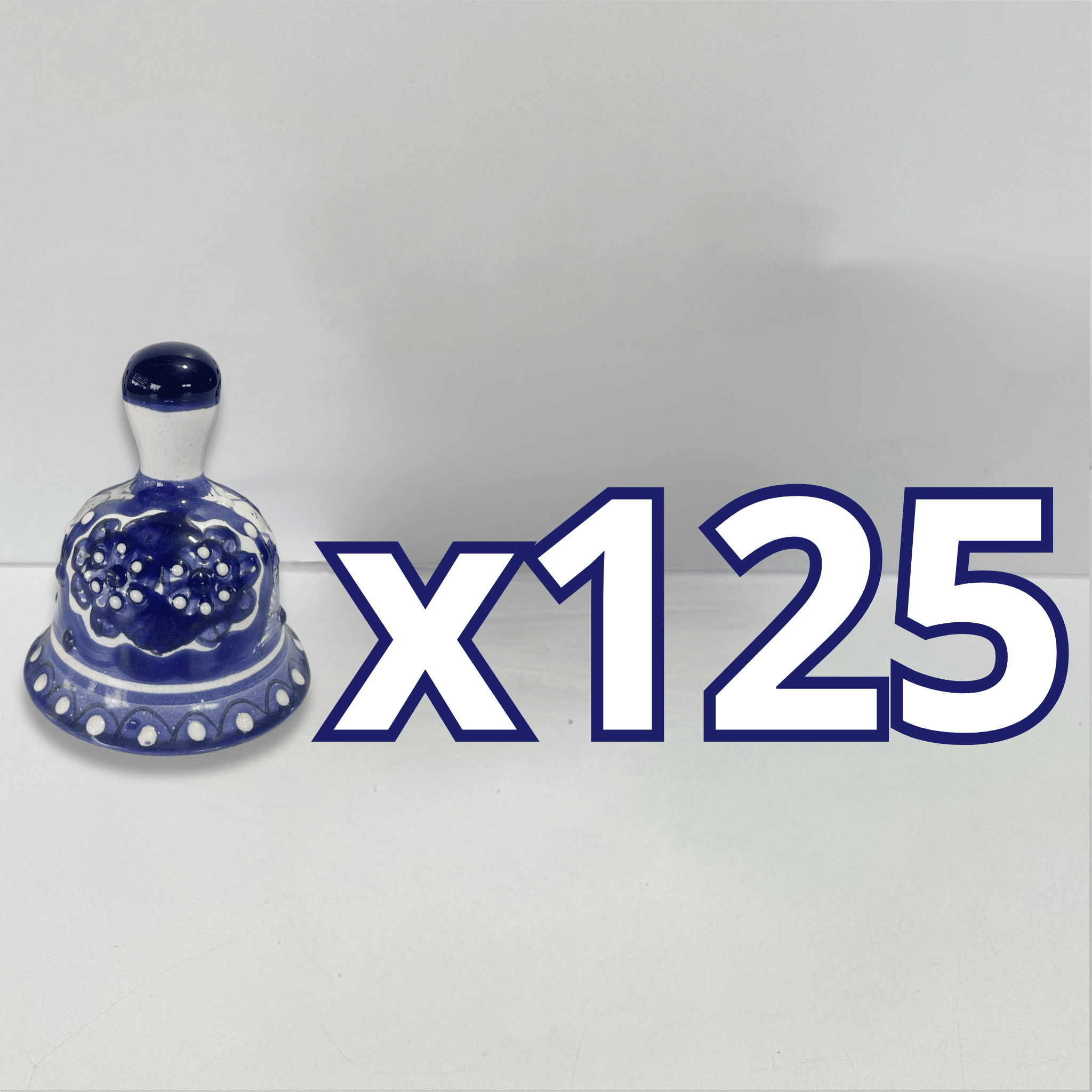 PAQUETE CAMPANA 8.5 CM NO PERSONALIZADO FLORES AZUL COBALTO