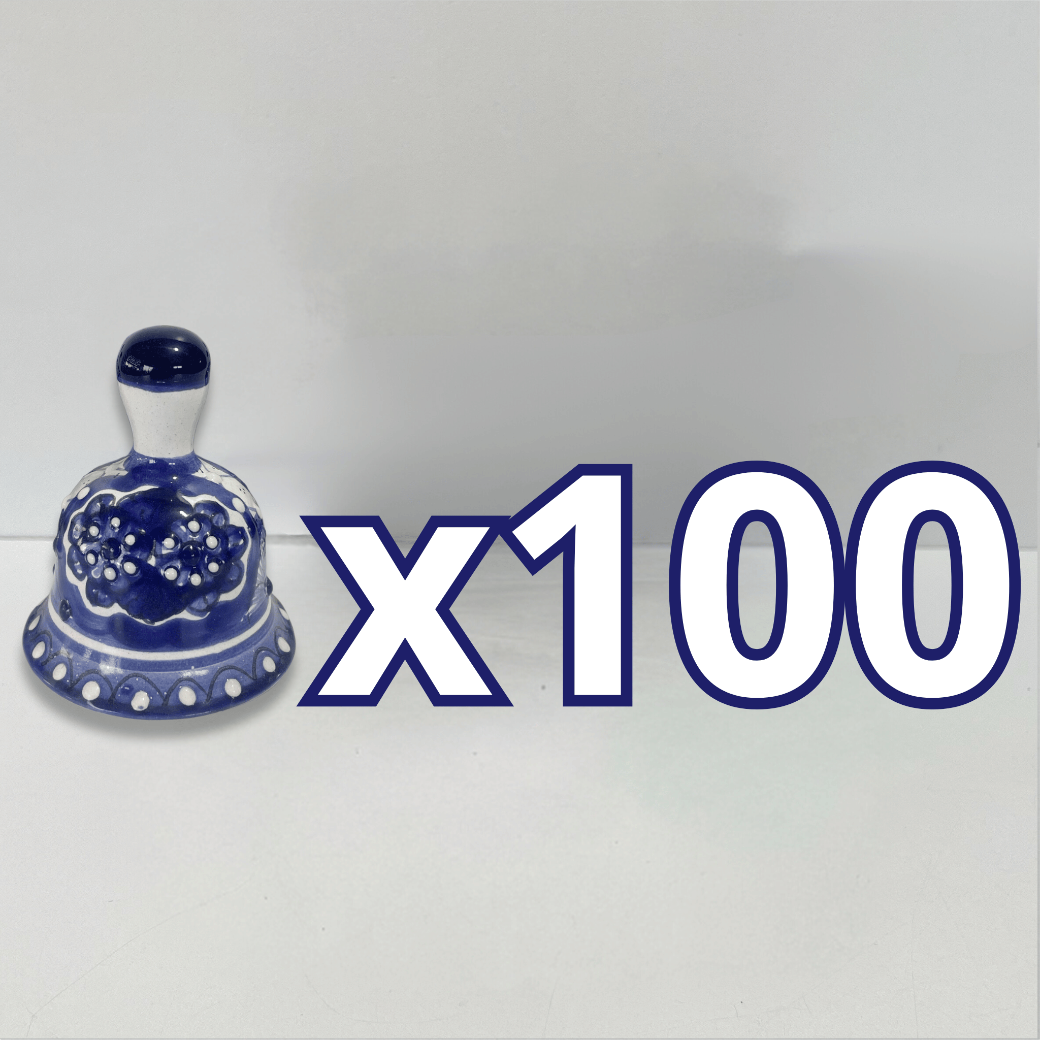 PAQUETE CAMPANA 8.5 CM NO PERSONALIZADO FLORES AZUL COBALTO