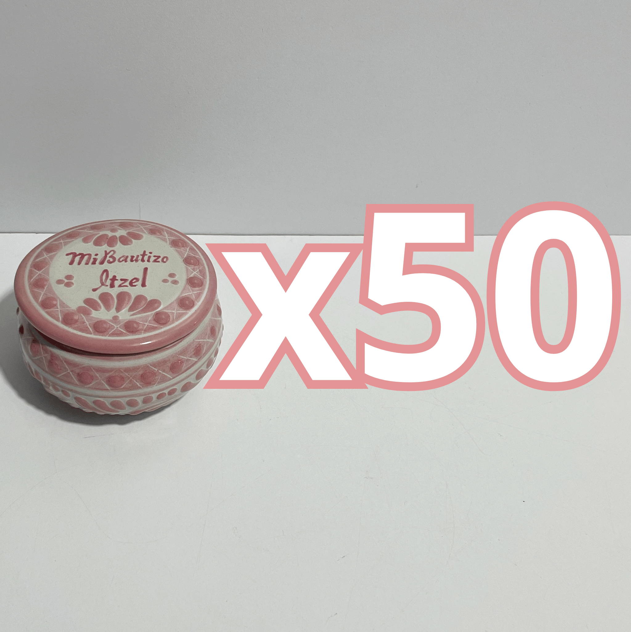 PAQUETE ALHAJERO TAPA PLANA PERSONALIZADO FONDO TRADICIONAL CENEFA ROSA MI BAUTIZO NOMBRE