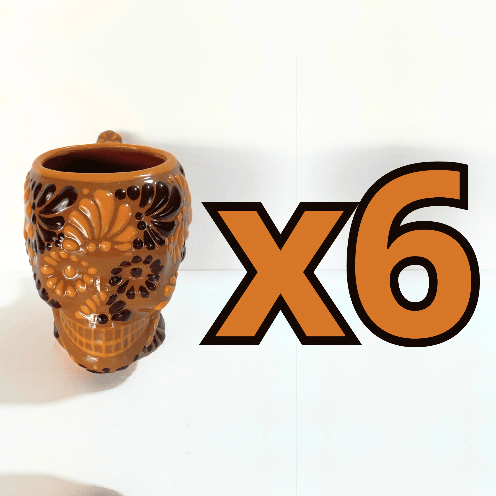 TAZA FORMA DE CRANEO FONDO CAFE MIK COMBINACION CAFE CHOCOLATE Y NARANJA