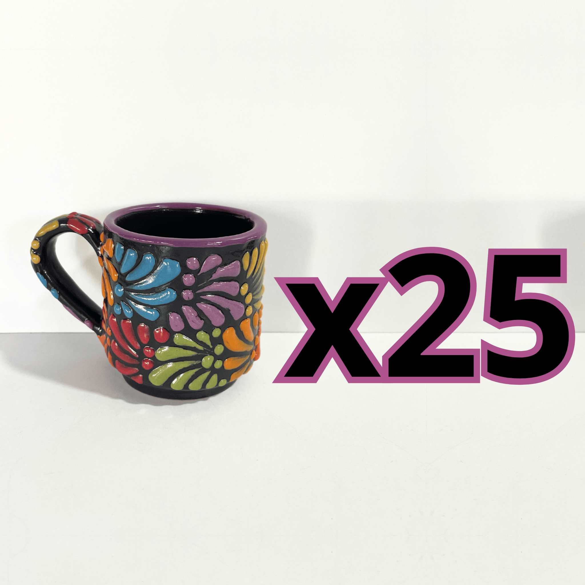 TAZA RECTA 8 CM FONDO NEGRO MIK MULTICOLOR