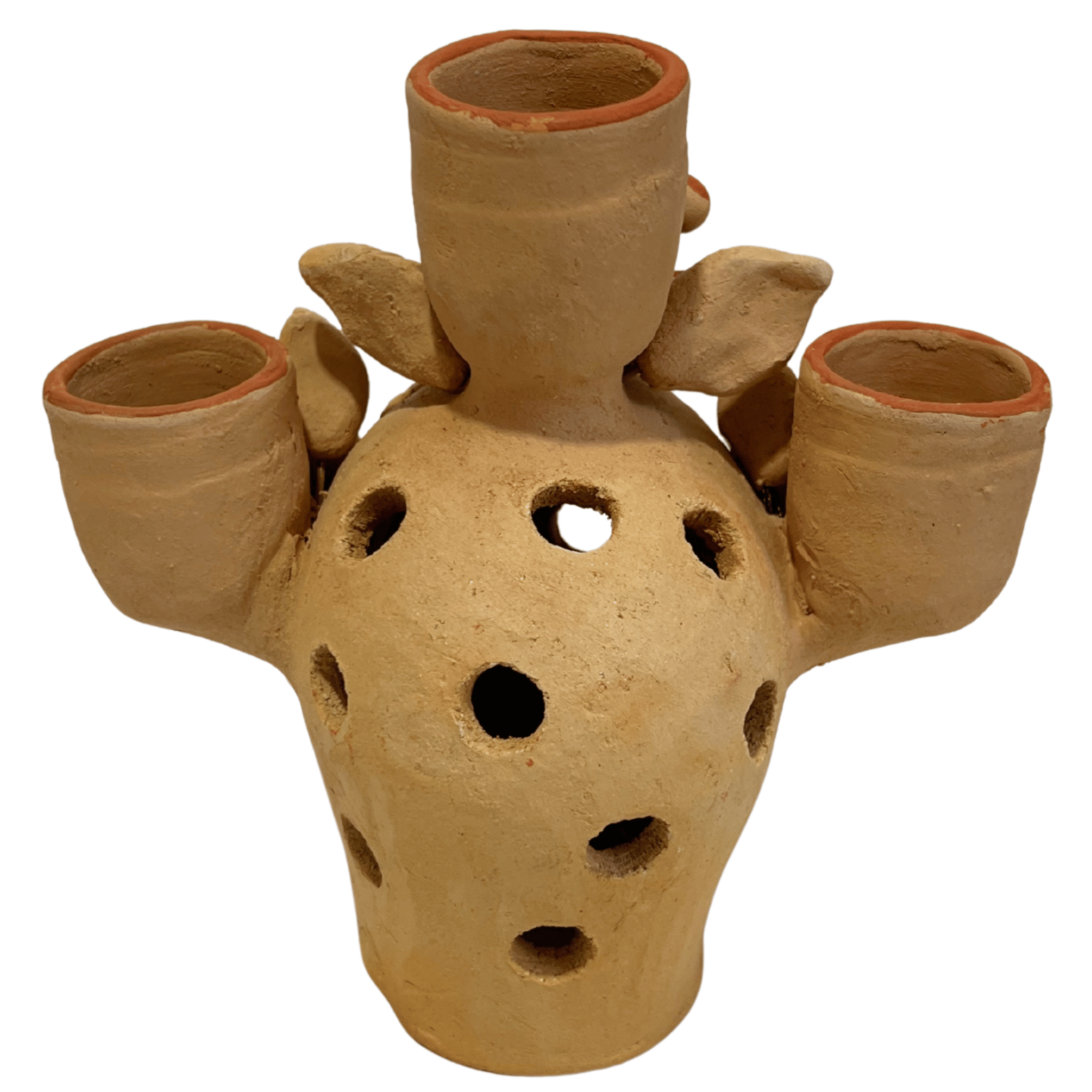 CANDELABRO CRANEO BARRO BORDADO NATURAL 05