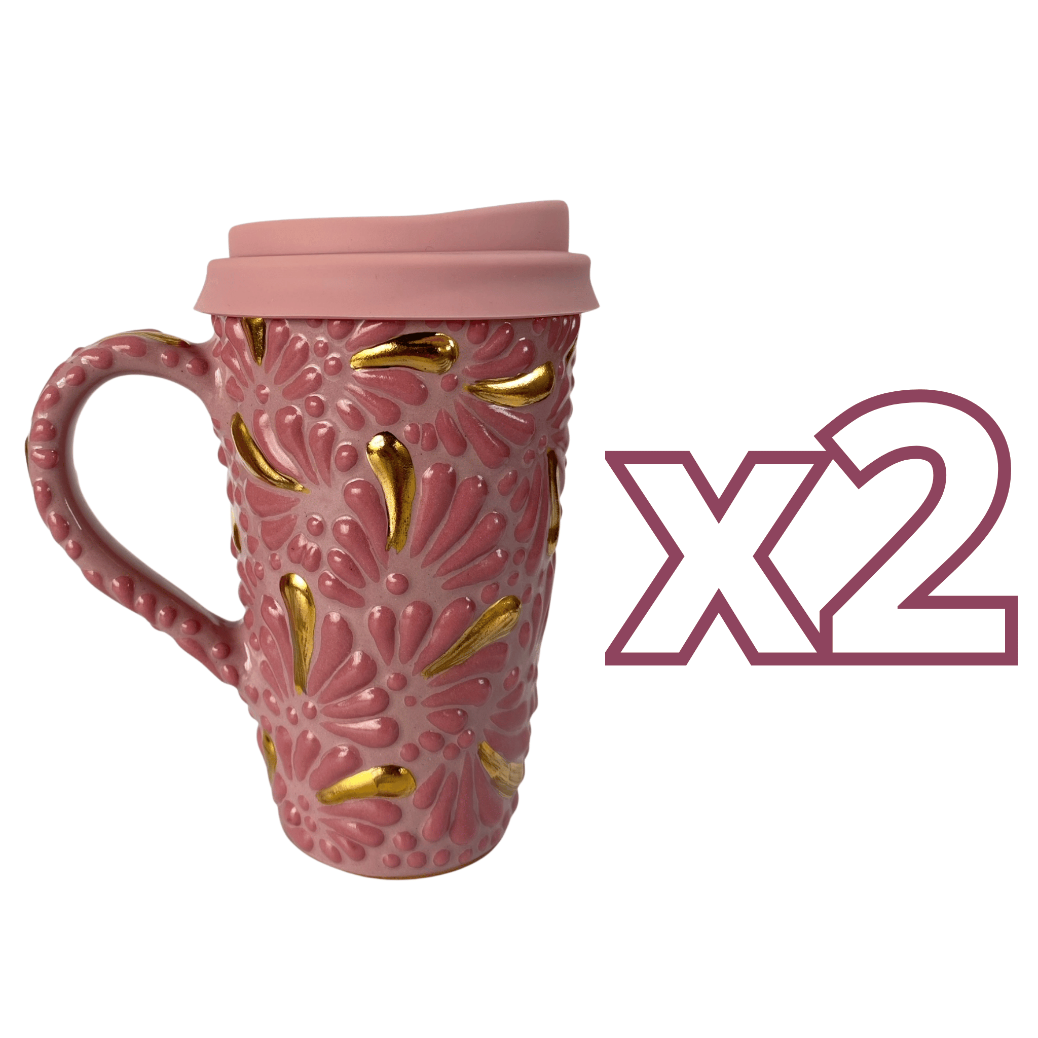 DESTELLOS DE ORO TERMO CON ASA 15 CM FONDO ROSA MIK ROSA
