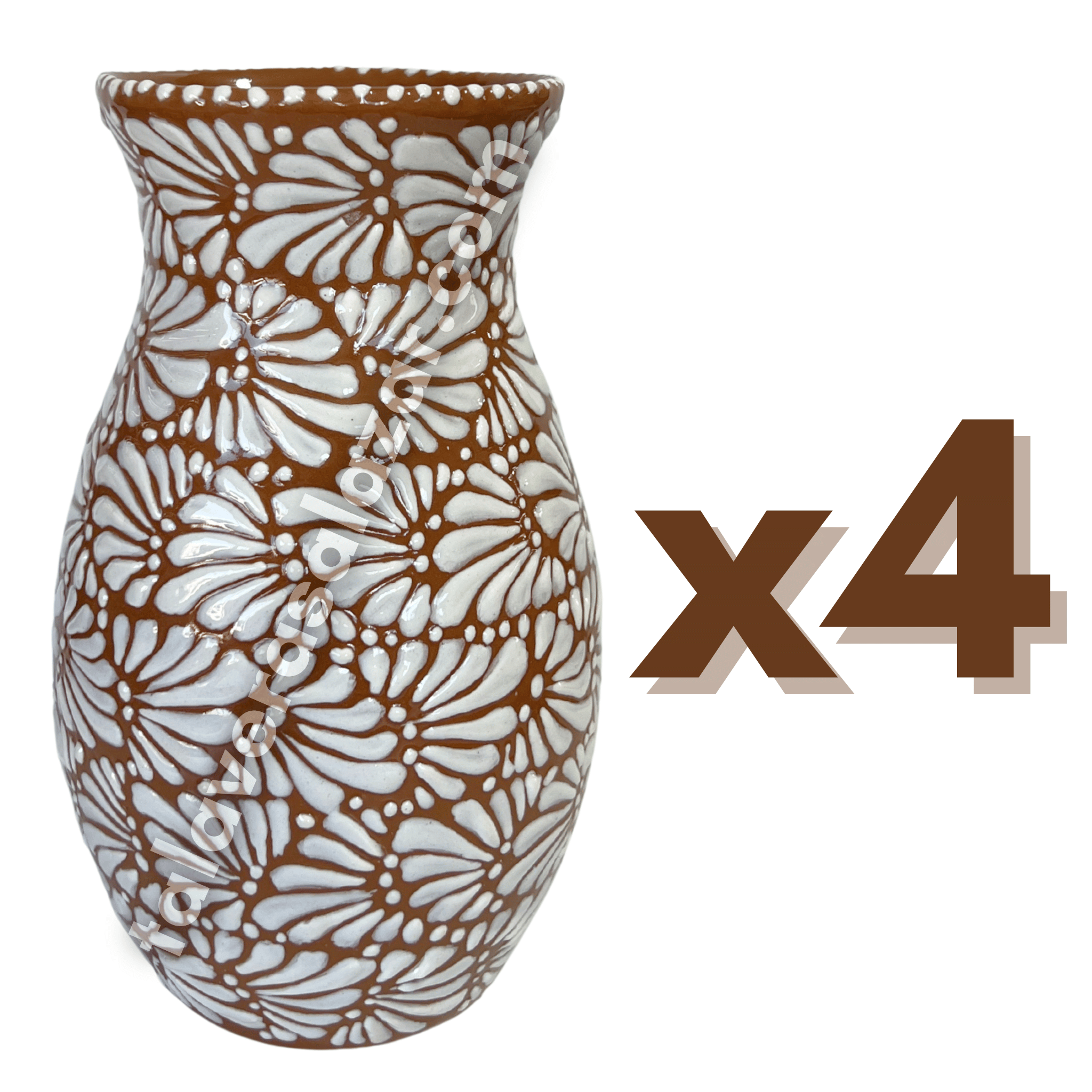 FLORERO BOLICHE 25 CM FONDO CAFE MIK BLANCO