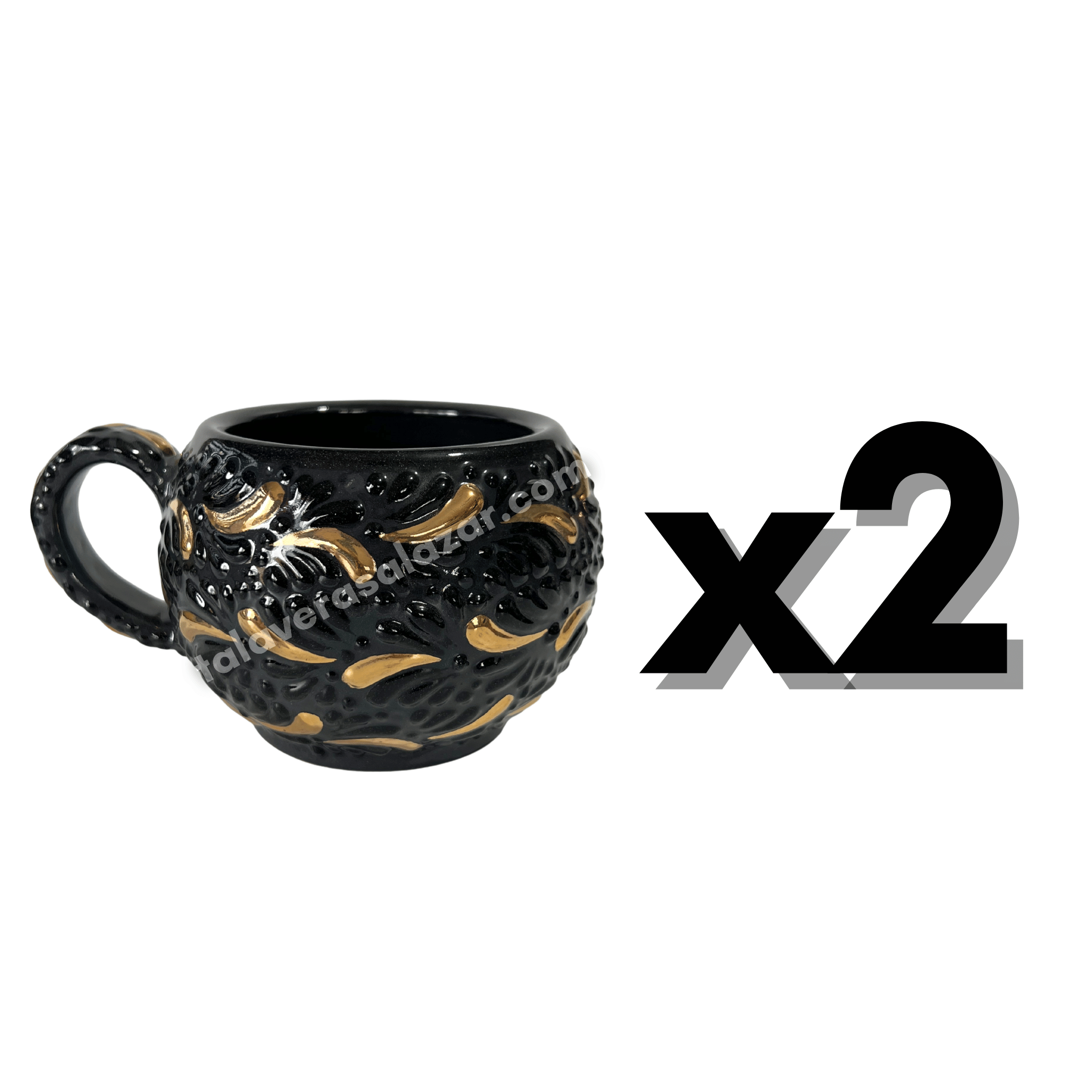 TAZA CHOCOLATERA GRANDE MIK SUPER BLACK DESTELLO DE ORO