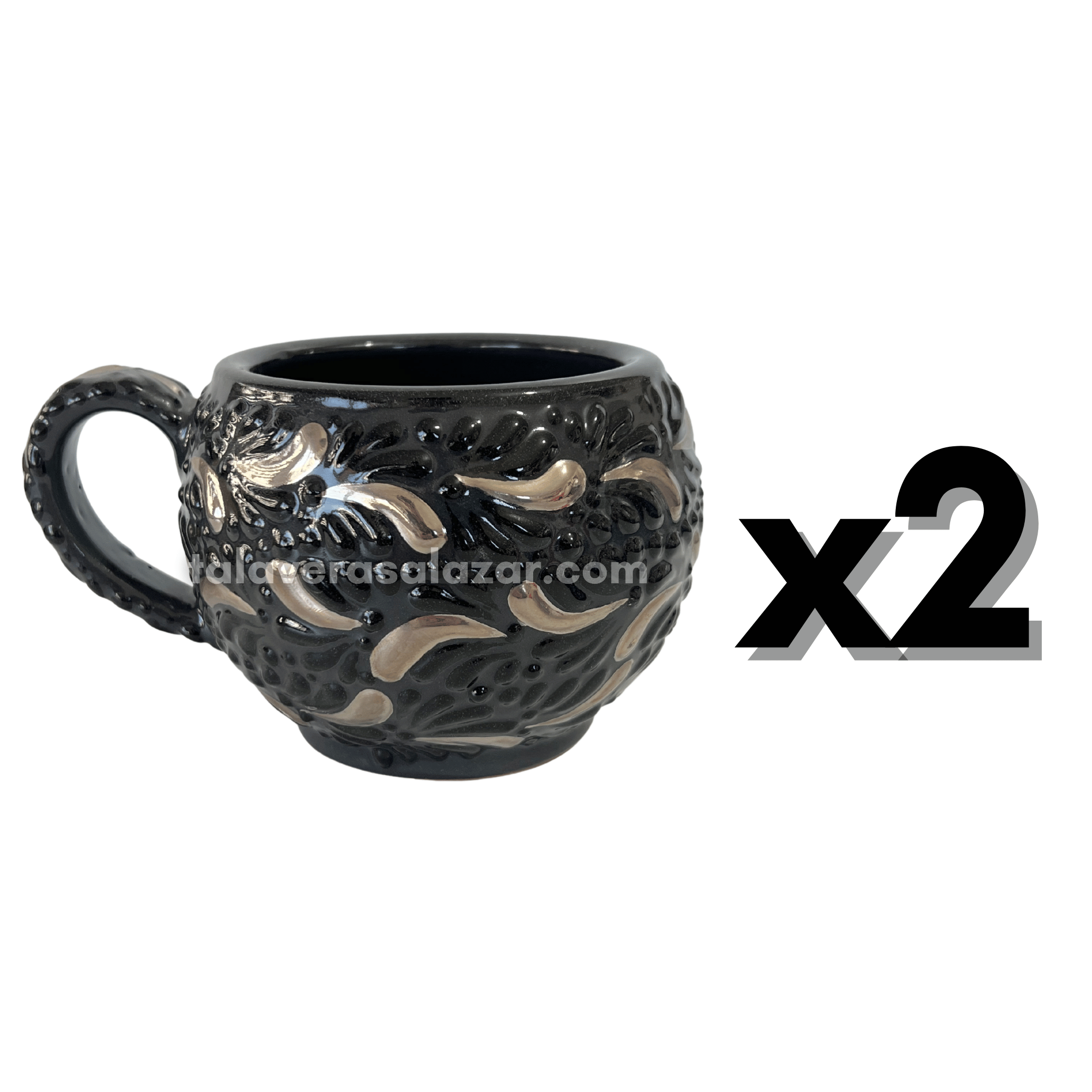 TAZA CHOCOLATERA GRANDE MIK SUPER BLACK DESTELLO DE PLATA