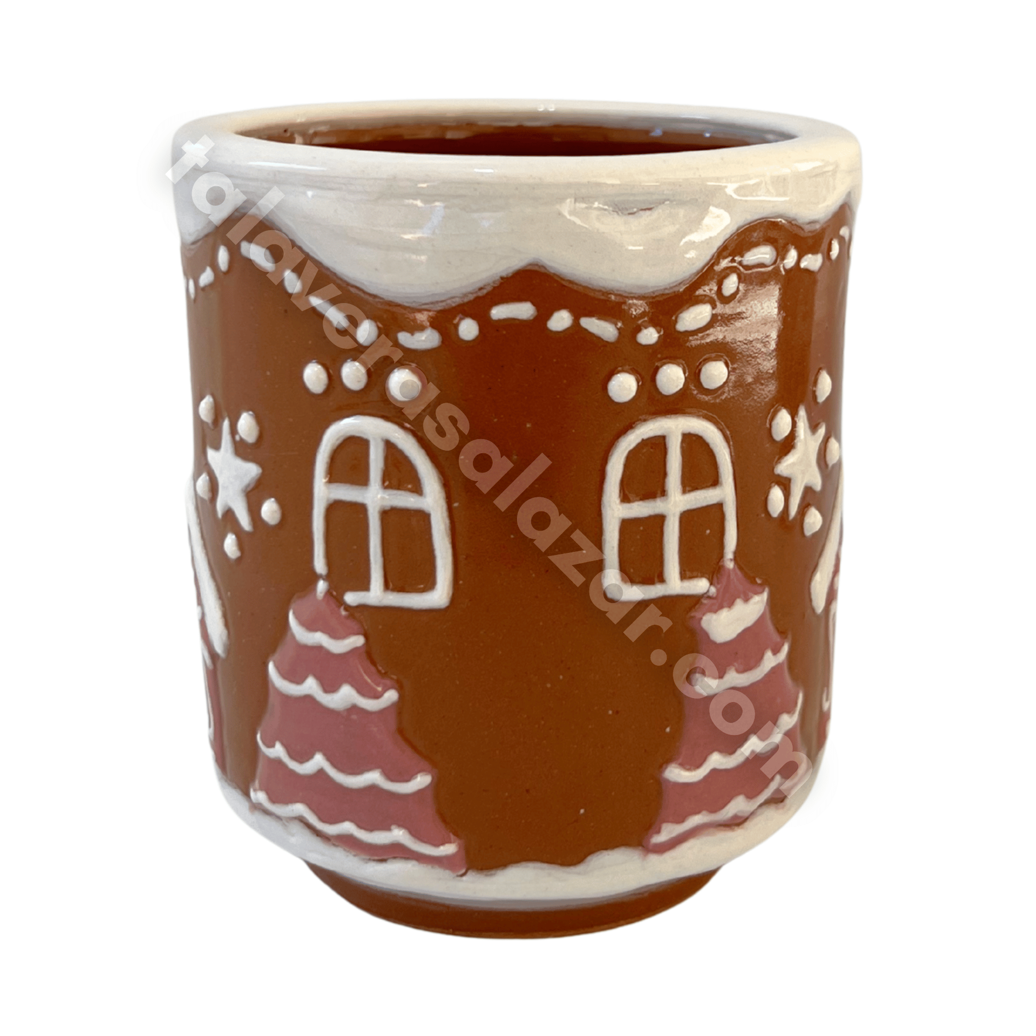 TAZA RECTA GALLETA DE JENGIBRE CON ASA BASTÓN ROSA