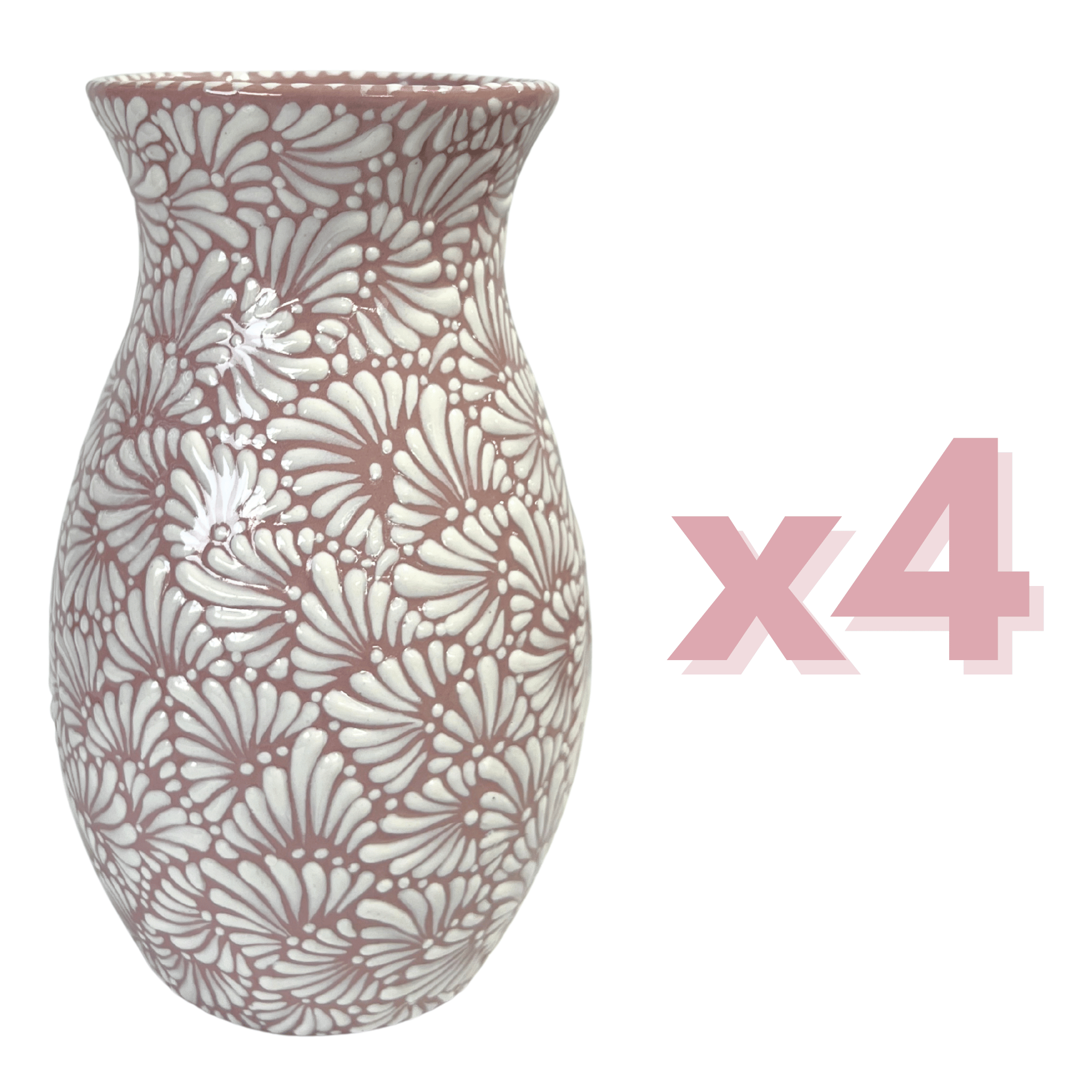 FLORERO BOLICHE 25 CM FONDO ROSA MIK BLANCO