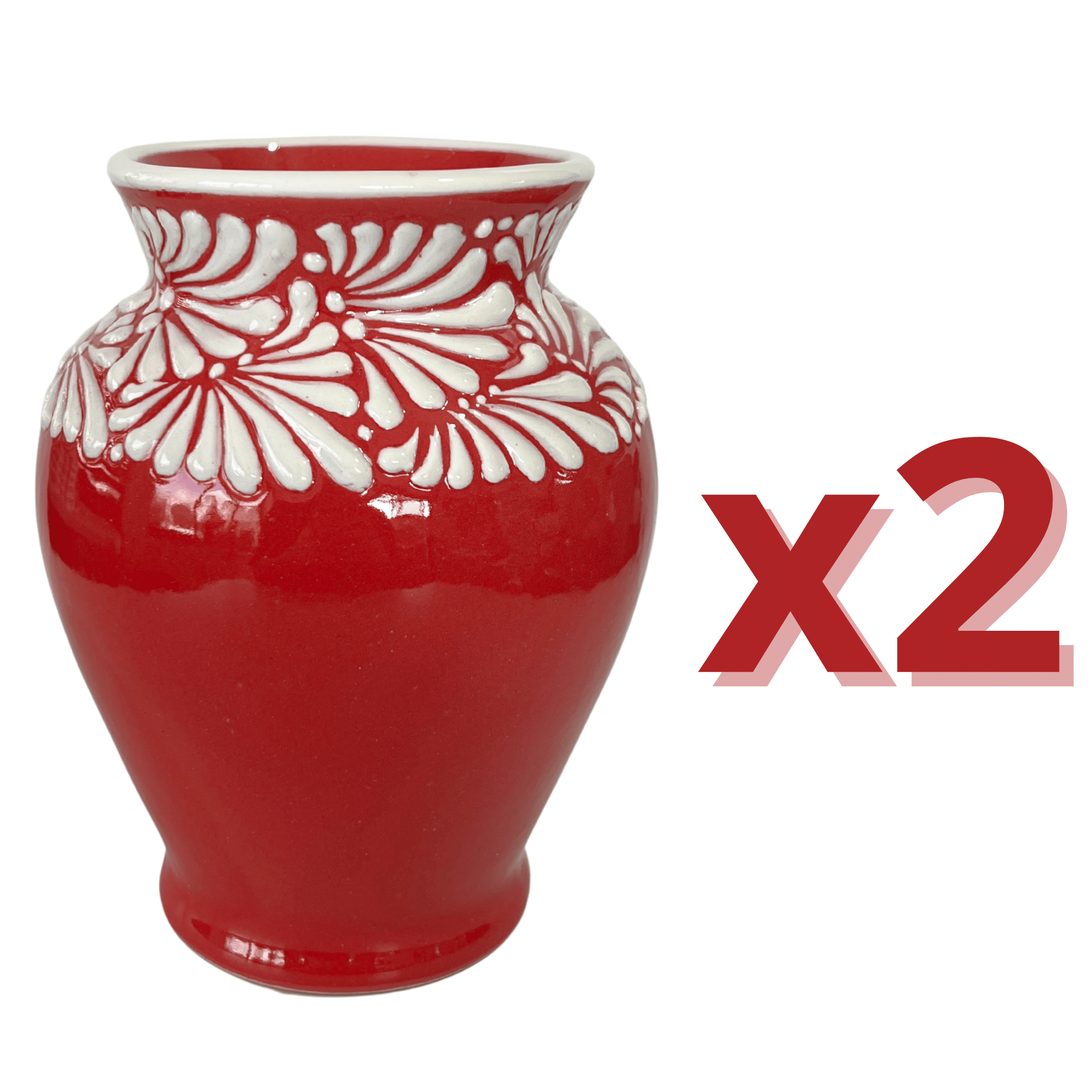 FLORERO JARRON FONDO ROJO MIK CENEFA BLANCO