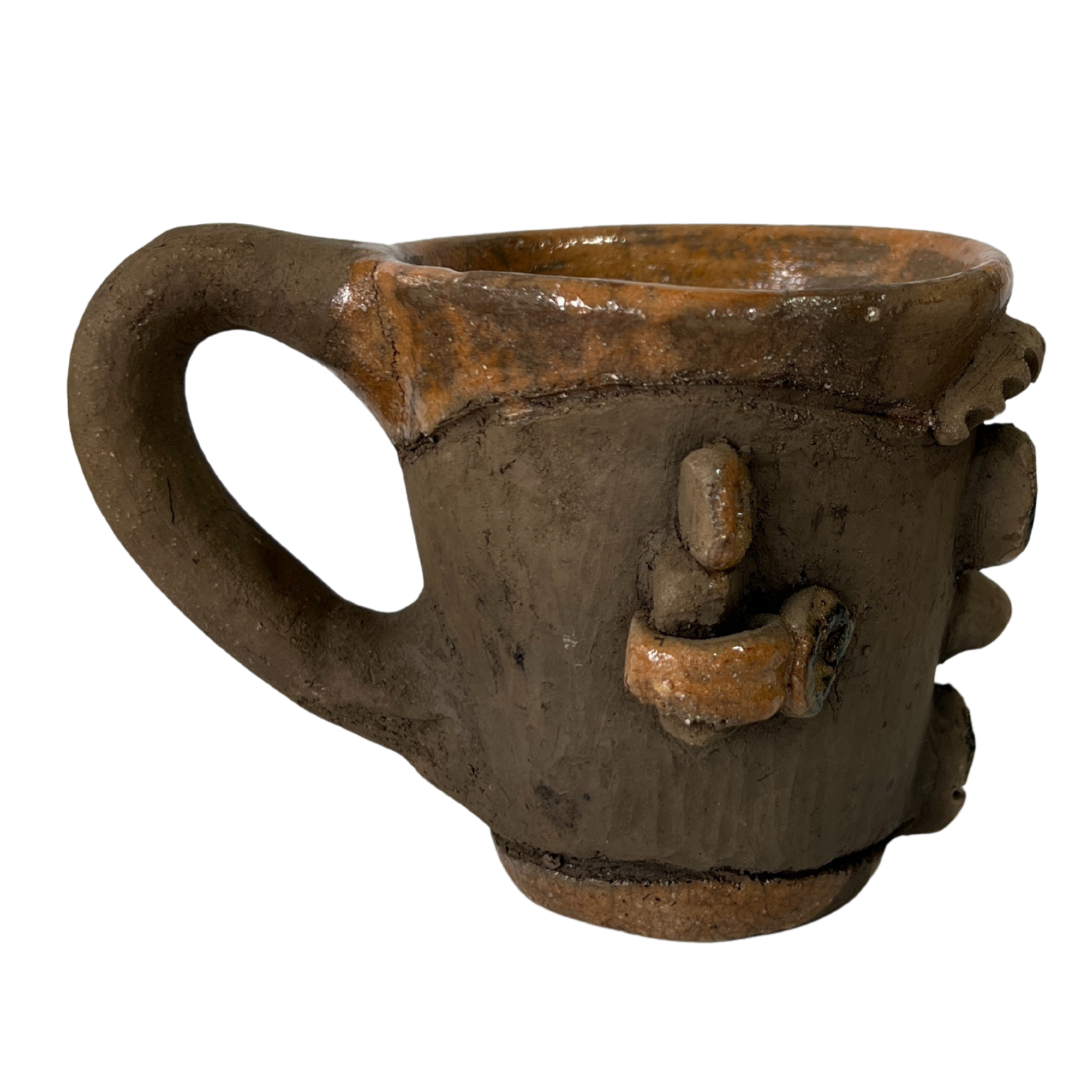 TAZA BARRO AHUMADO CEJAS LEVANTADAS
