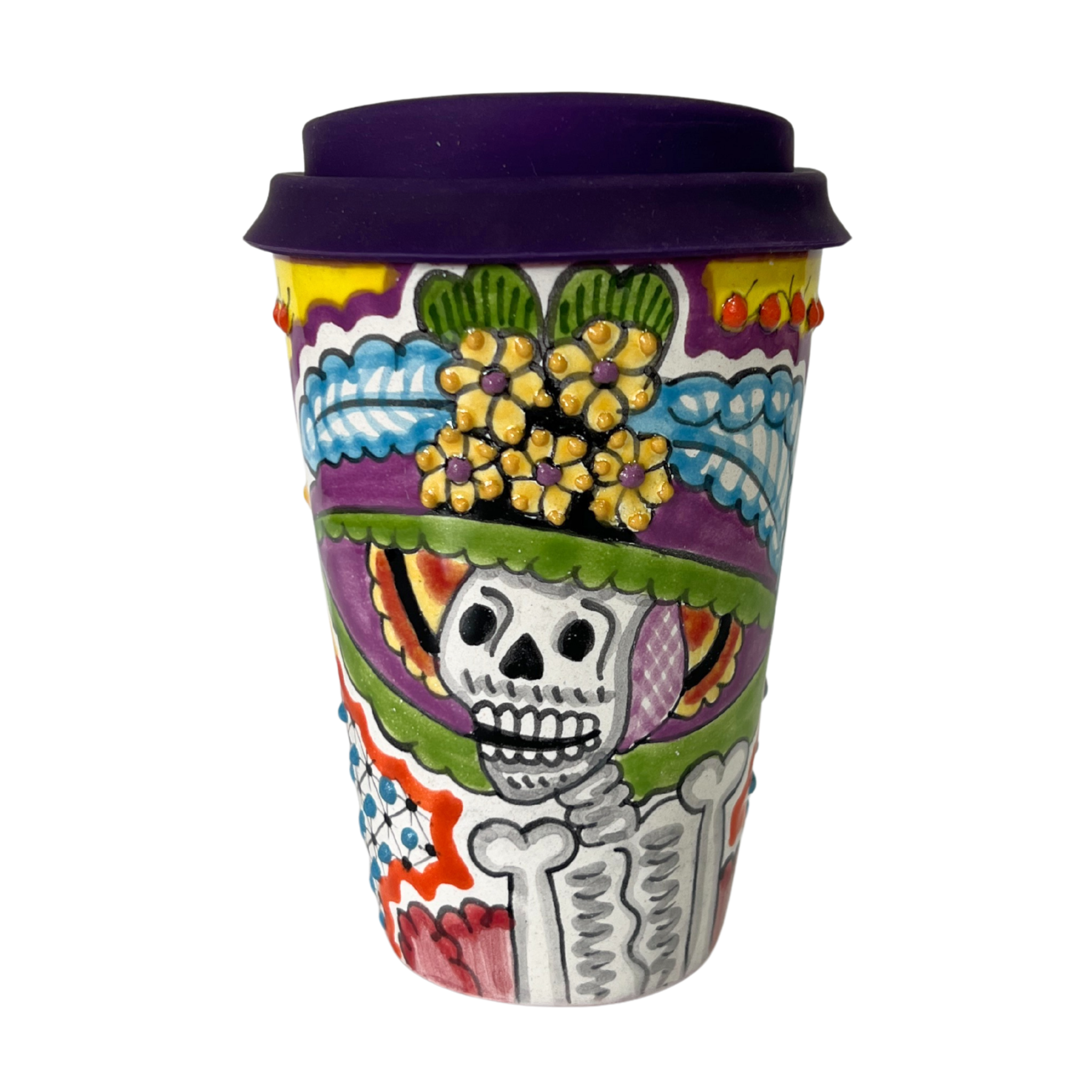 TERMO CON ASA 15 CM CALAVERA CATRINA MULTICOLOR