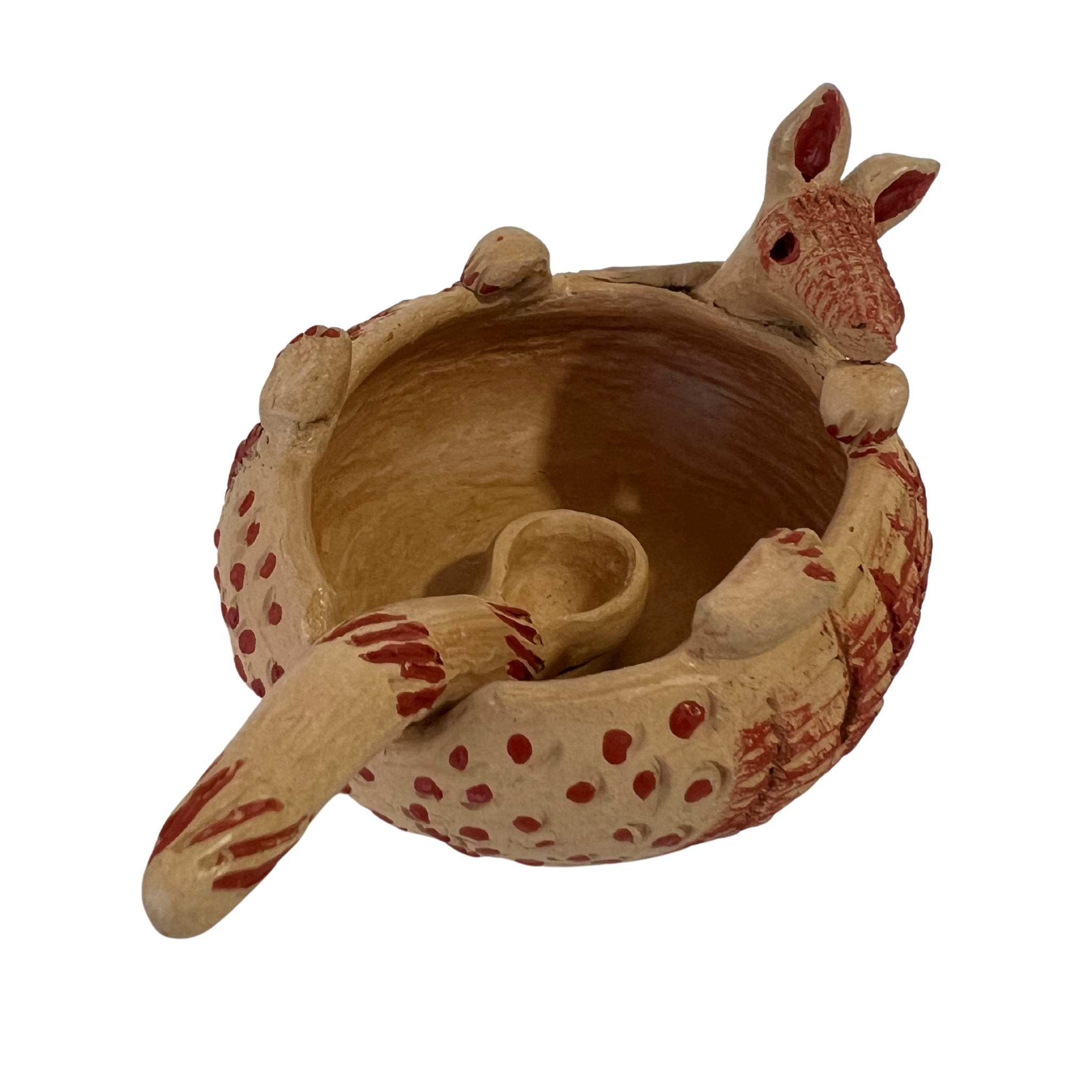 SALSERA ARMADILLO BARRO BLANCO Y ROJO