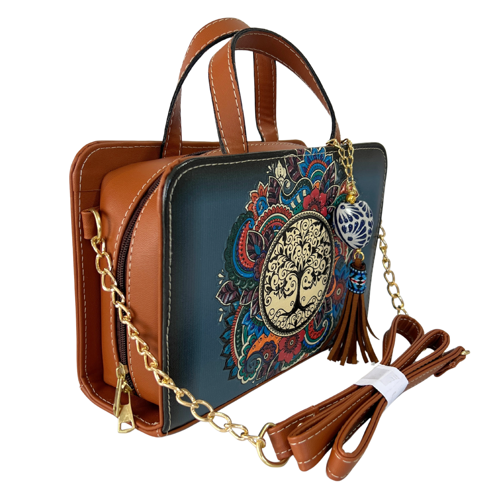 BOLSA ARBOL MANDALA ARTESANAL VERDE