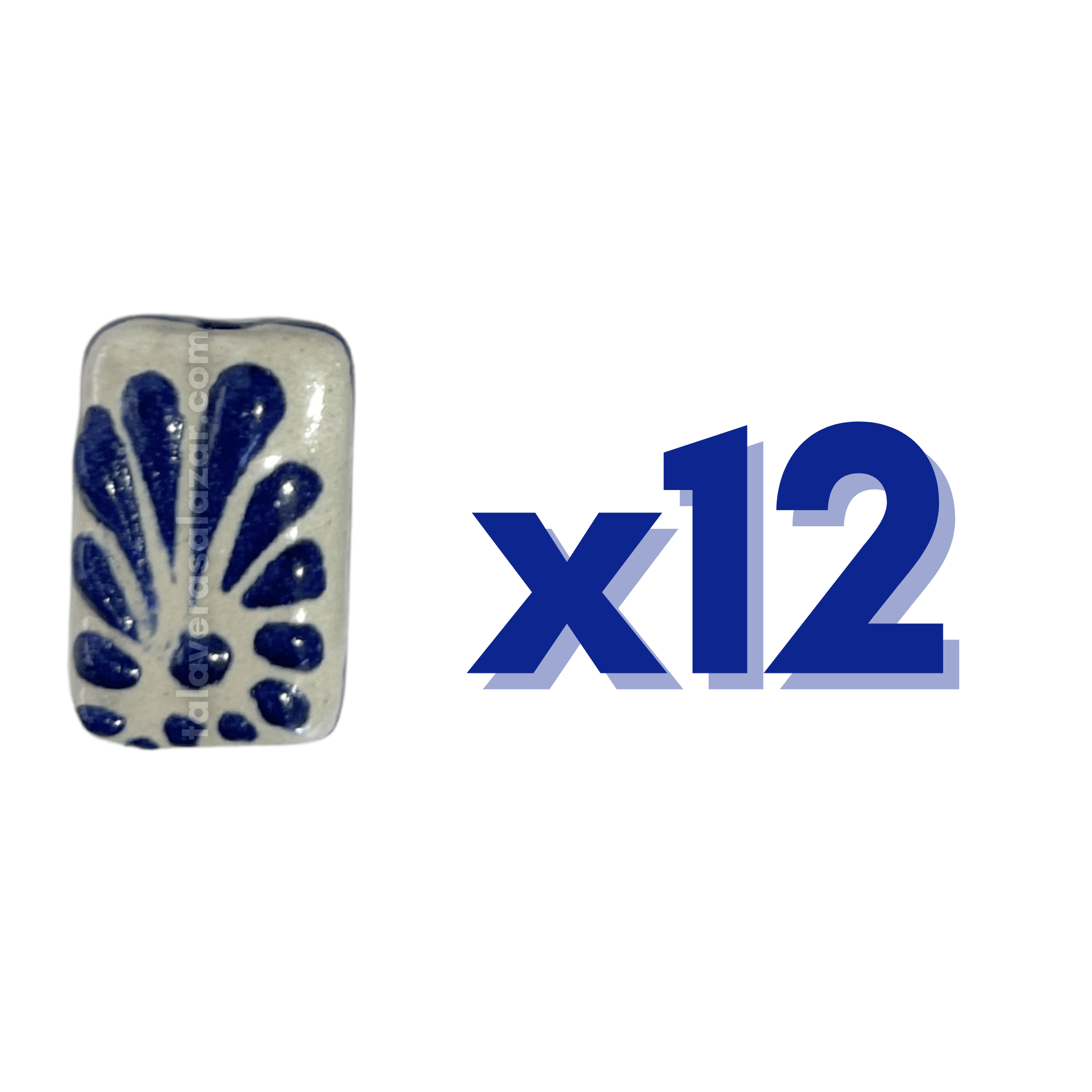 RECTANGULO PLANO 2 CM X 1.5 CM FONDO TRADICIONAL DECORADO AZUL COBALTO