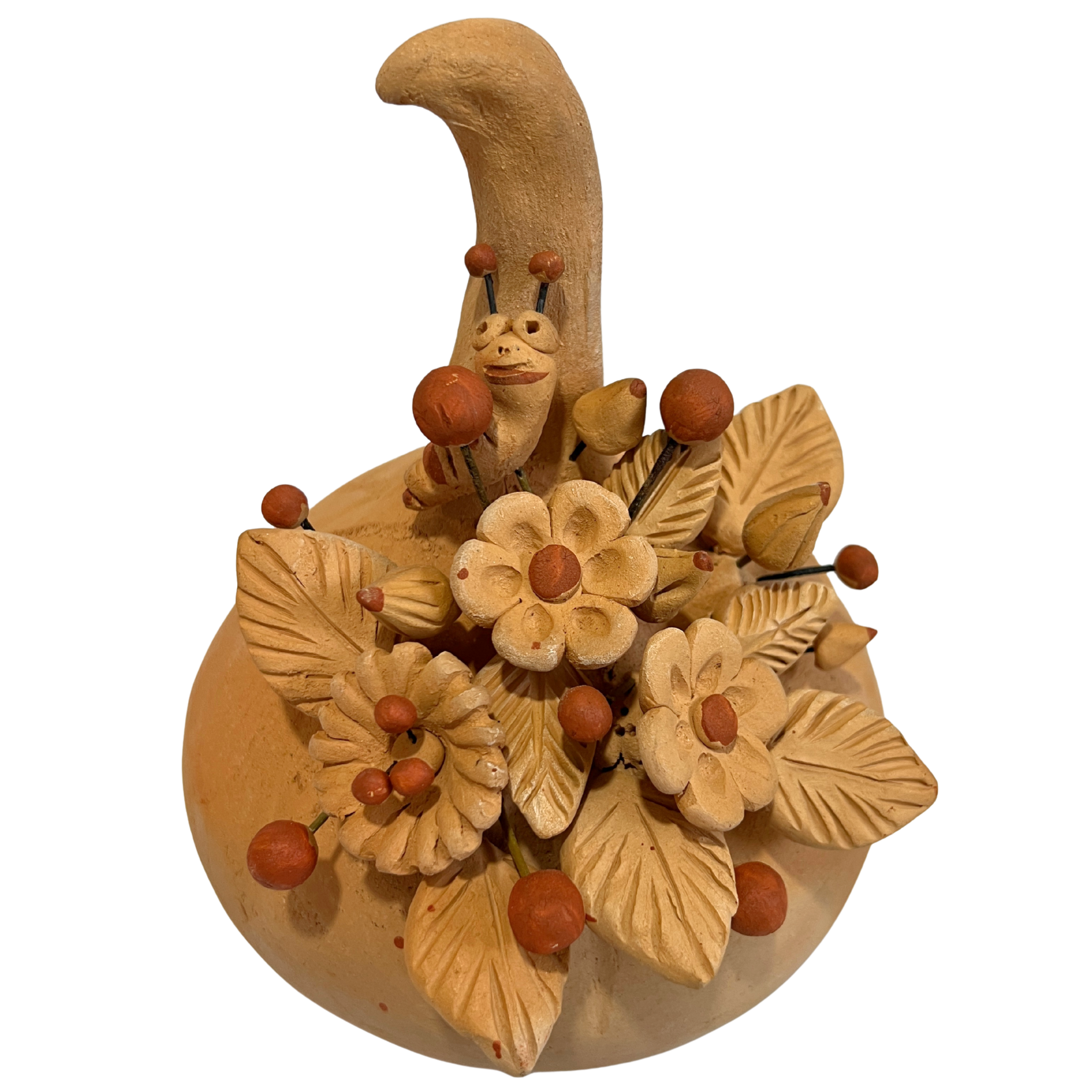 CALABAZA CON FLORES BARRO