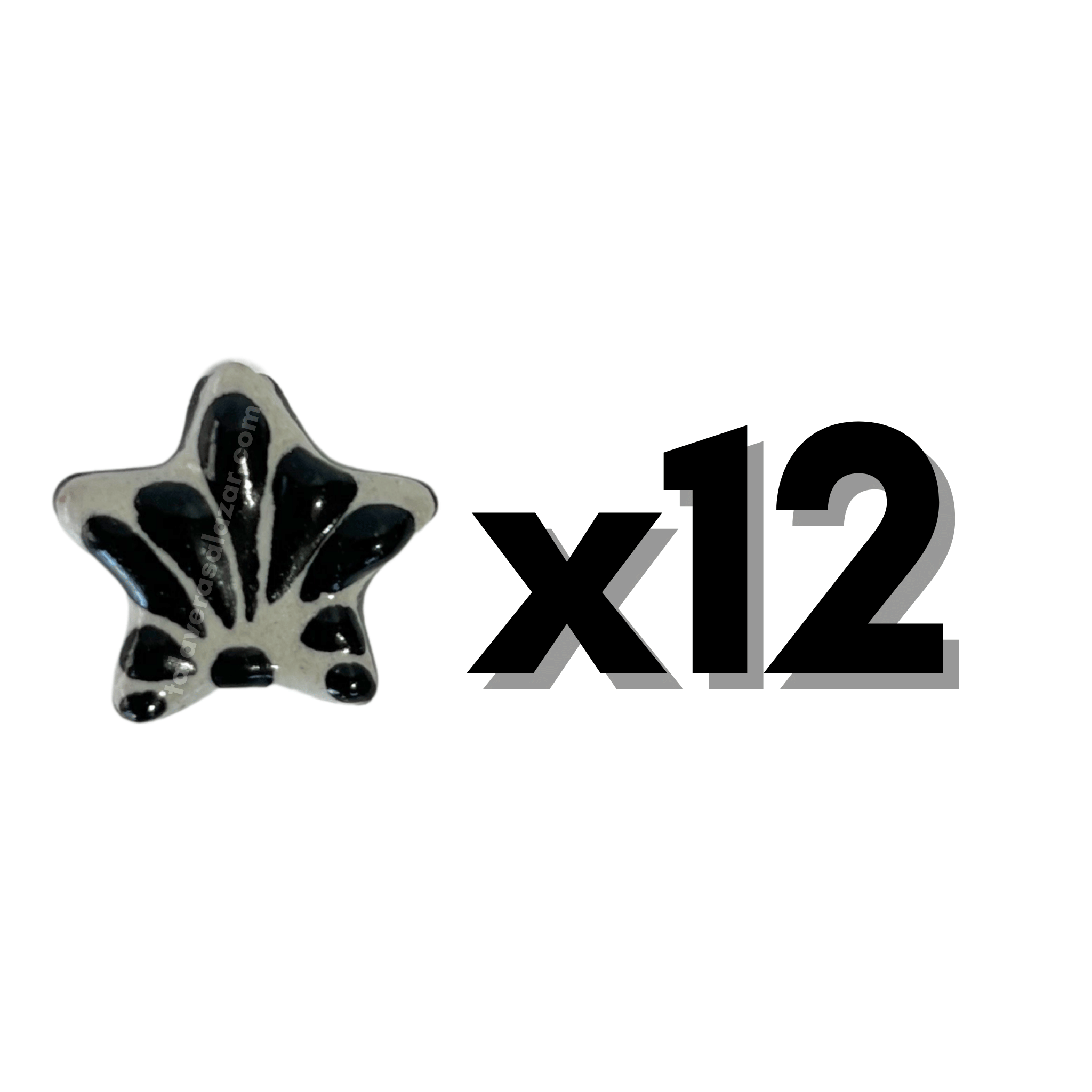ESTRELLA 5 PICOS 1.7 CM FONDO TRADICIONAL DECORADO NEGRO