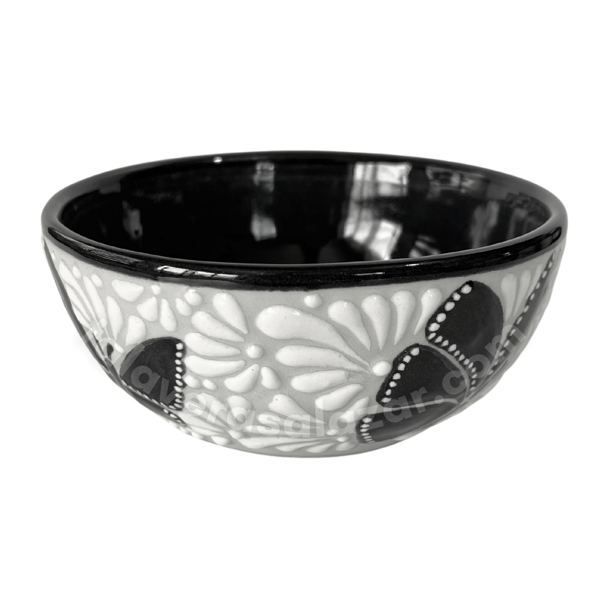 TAZON 15 CM FONDO TRADICIONAL MIK BLANCO ORILLA NEGRO MARIPOSAS NEGRAS