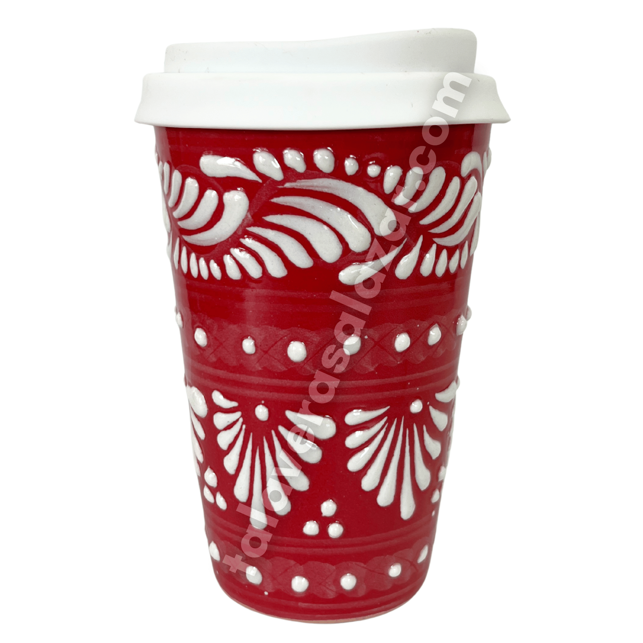 TERMO 15 CM SIN ASA FONDO ROJO CENEFA BLANCO