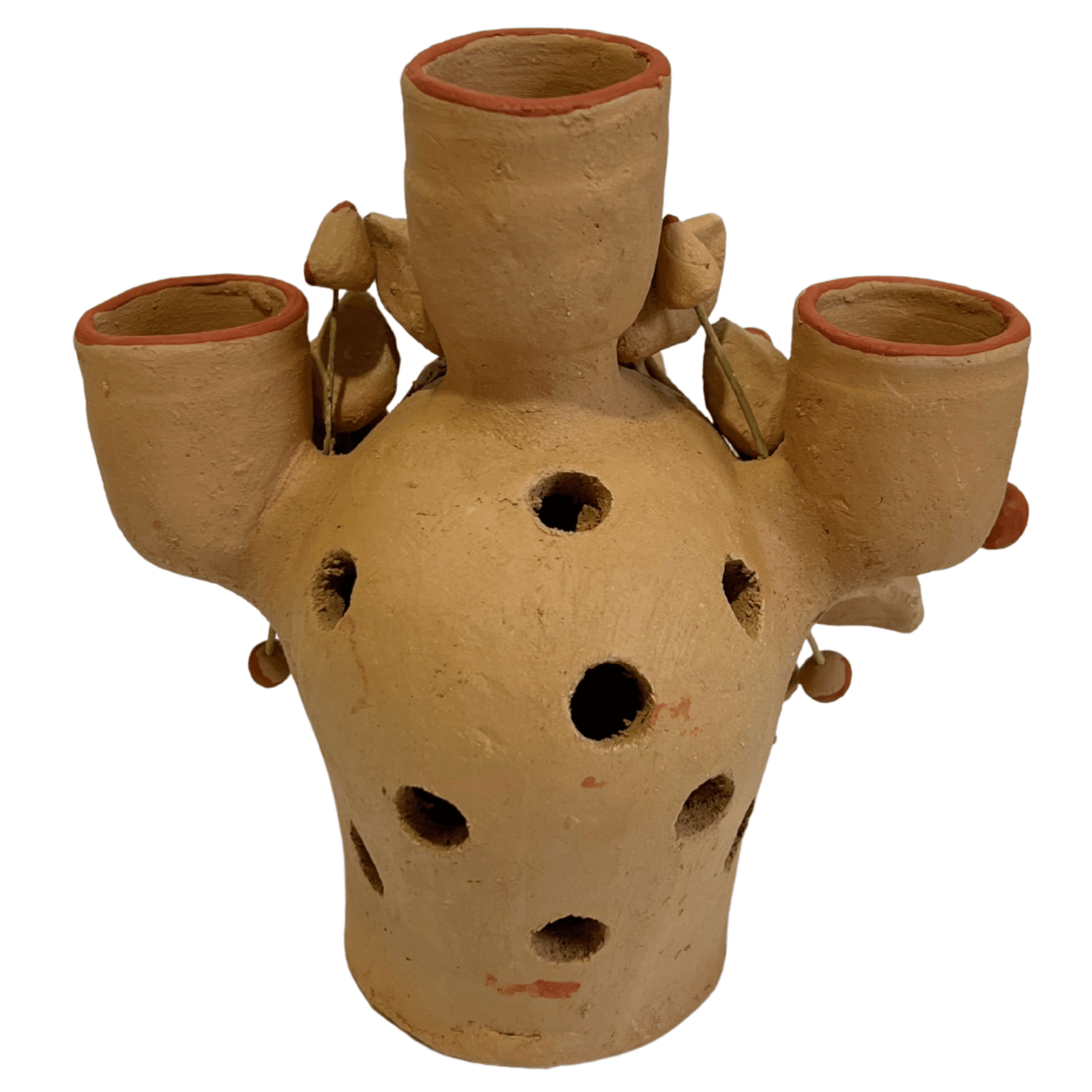 CANDELABRO CRANEO BARRO BORDADO NATURAL 02