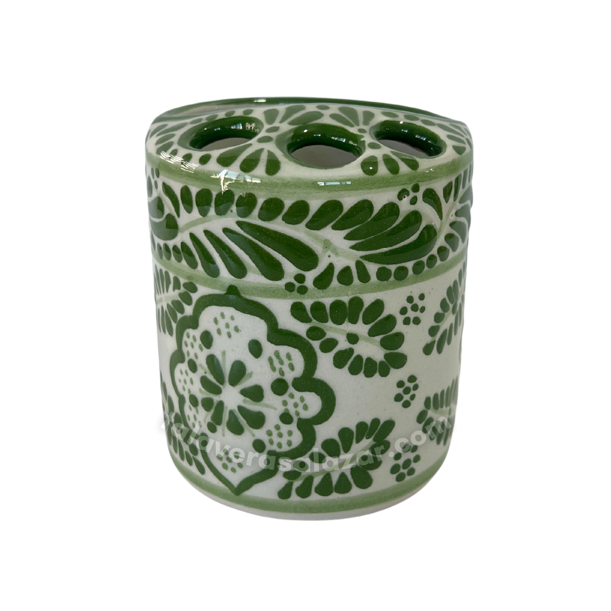 PORTA CEPILLOS FONDO TRADICIONAL CENEFA FLOR AL CENTRO VERDE BANDERA